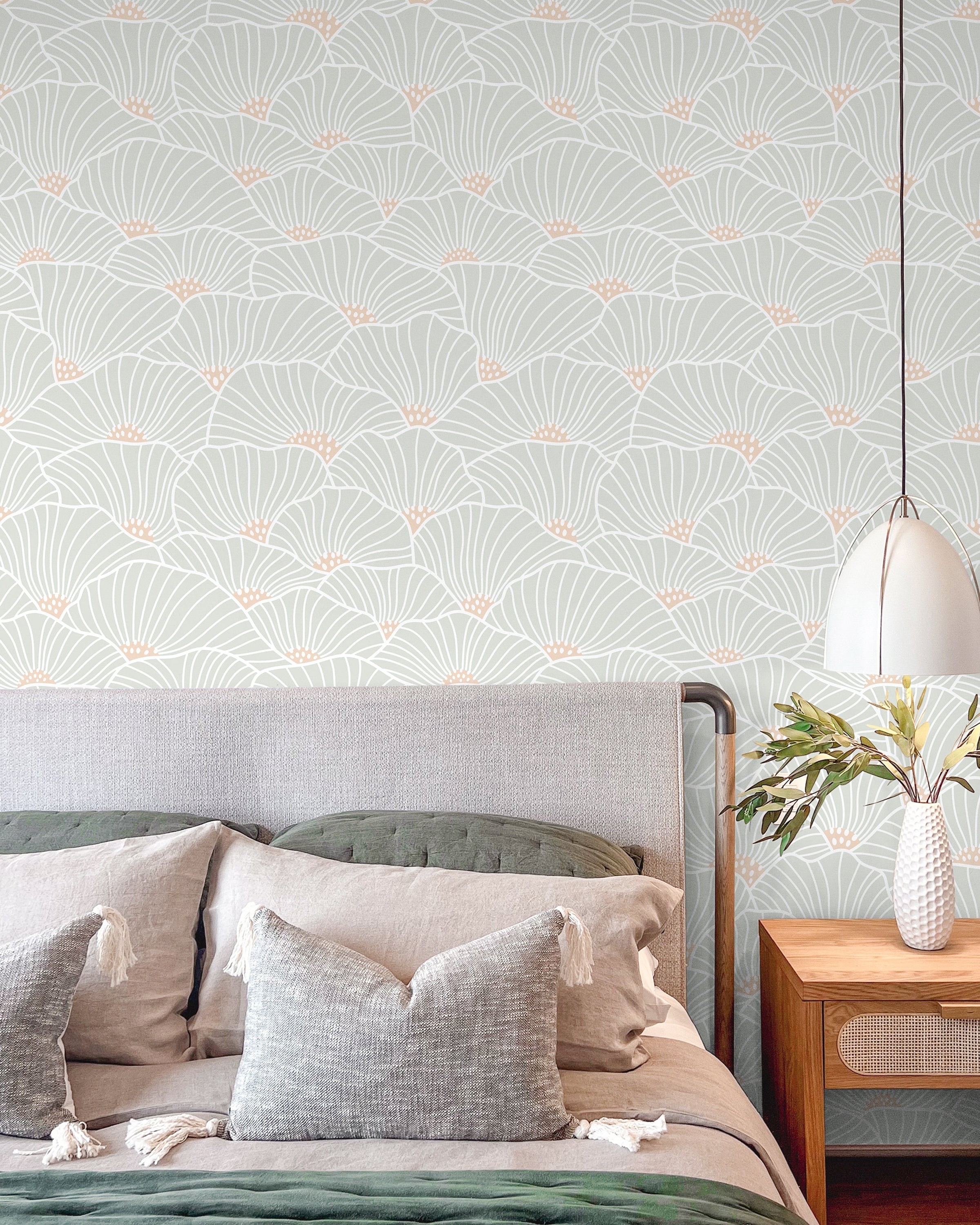 Modern Floral Peel and Stick Wallpaper, Removable Wallpaper, Traditional Wallpaper - Light | DeccoPrint