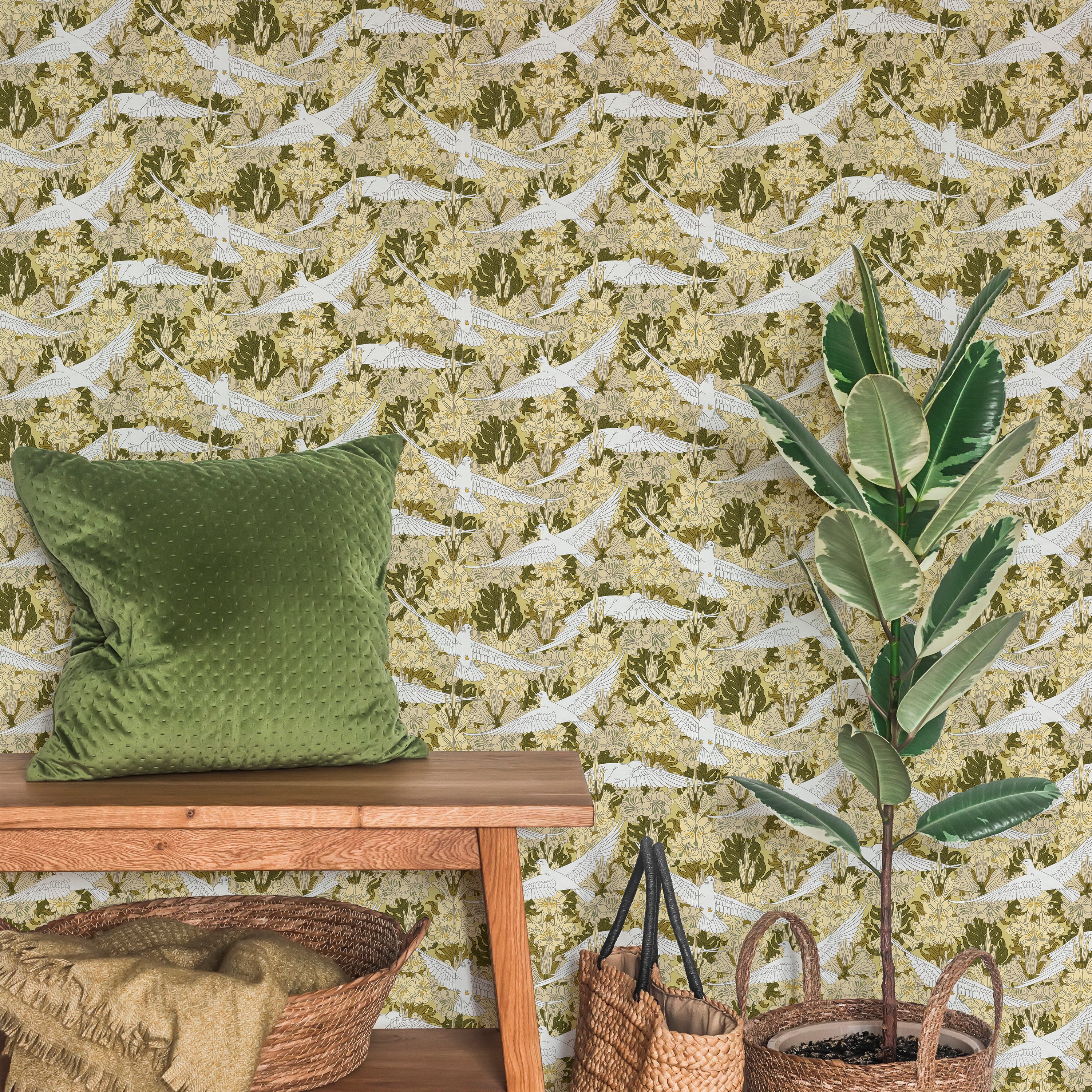 Maurice Pillard Verneuil x Dove and Lilies - Light Yellow | DeccoPrint