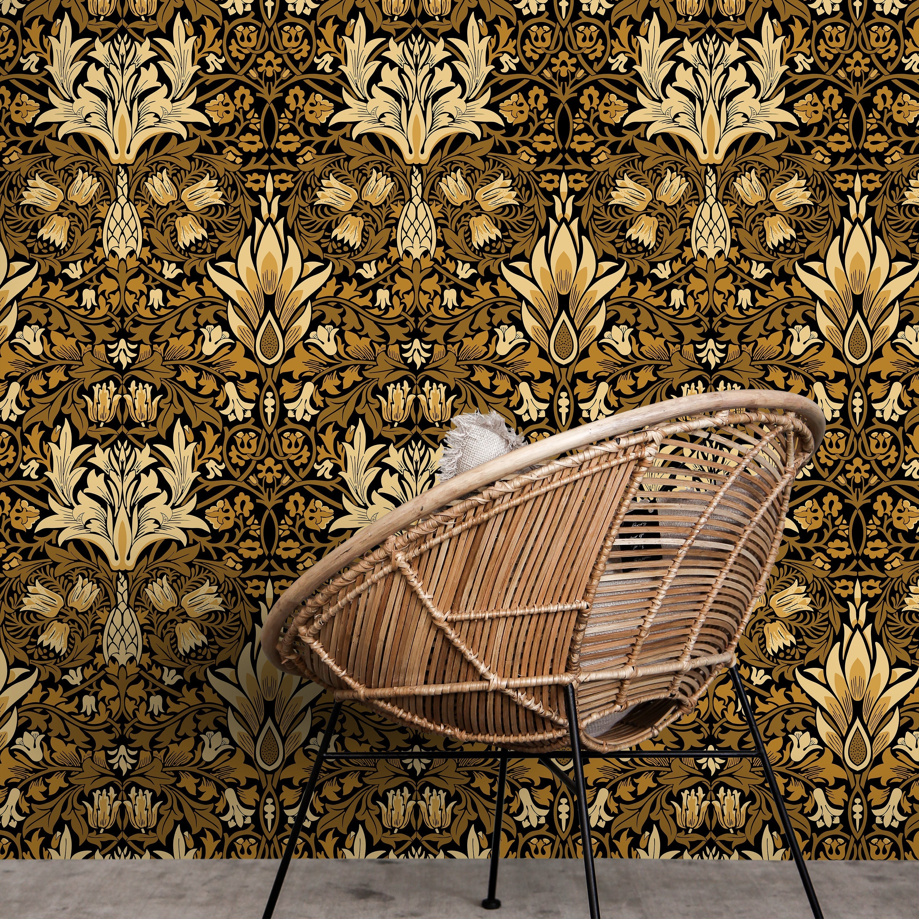 William Morris X Snakeshead Peel and Stick Wallpaper, Removable Wallpaper, Traditional Wallpaper - Gold | DeccoPrint