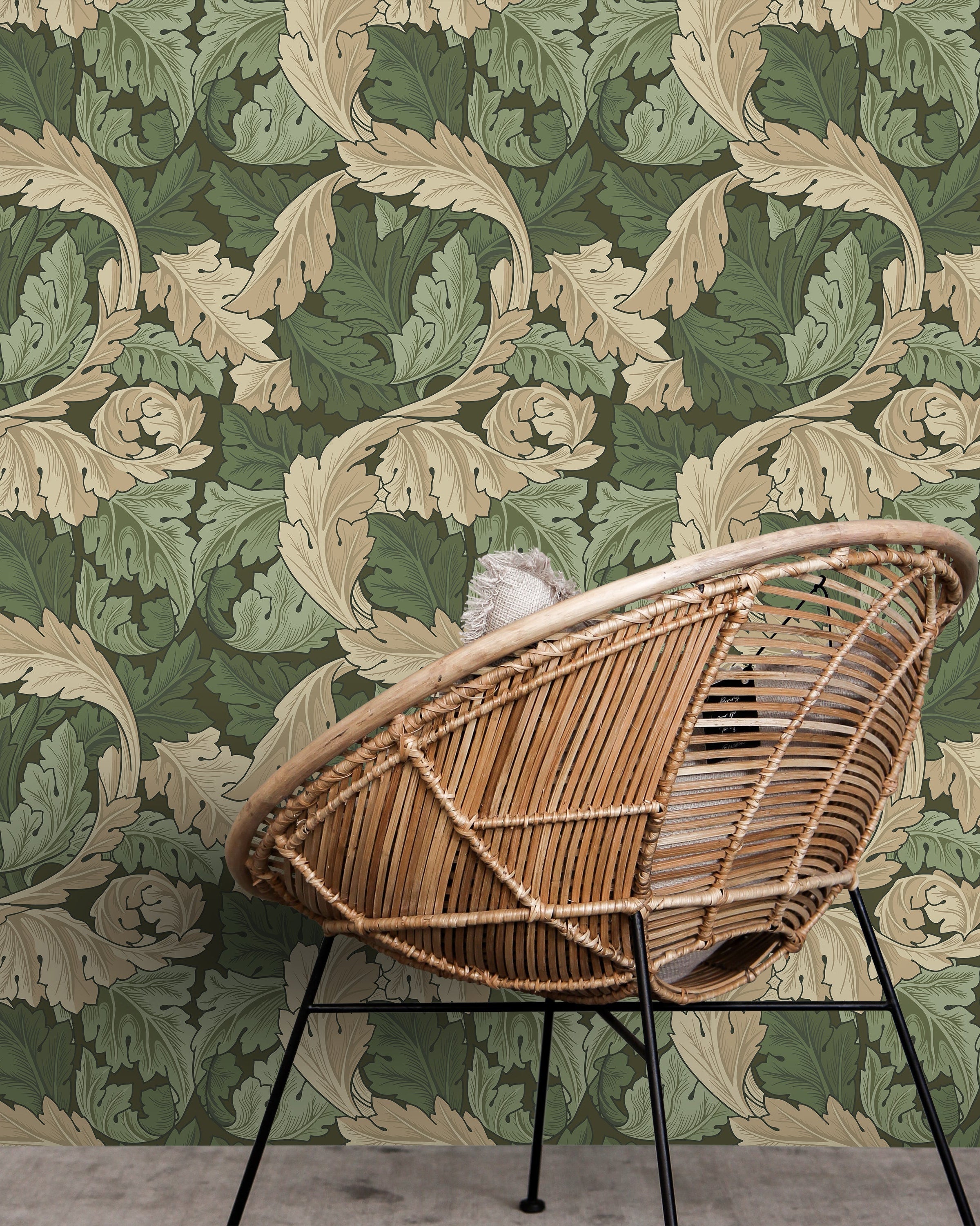 William Morris X Acanthus Peel and Stick Wallpaper, Removable Wallpaper, Traditional Wallpaper - Green | DeccoPrint