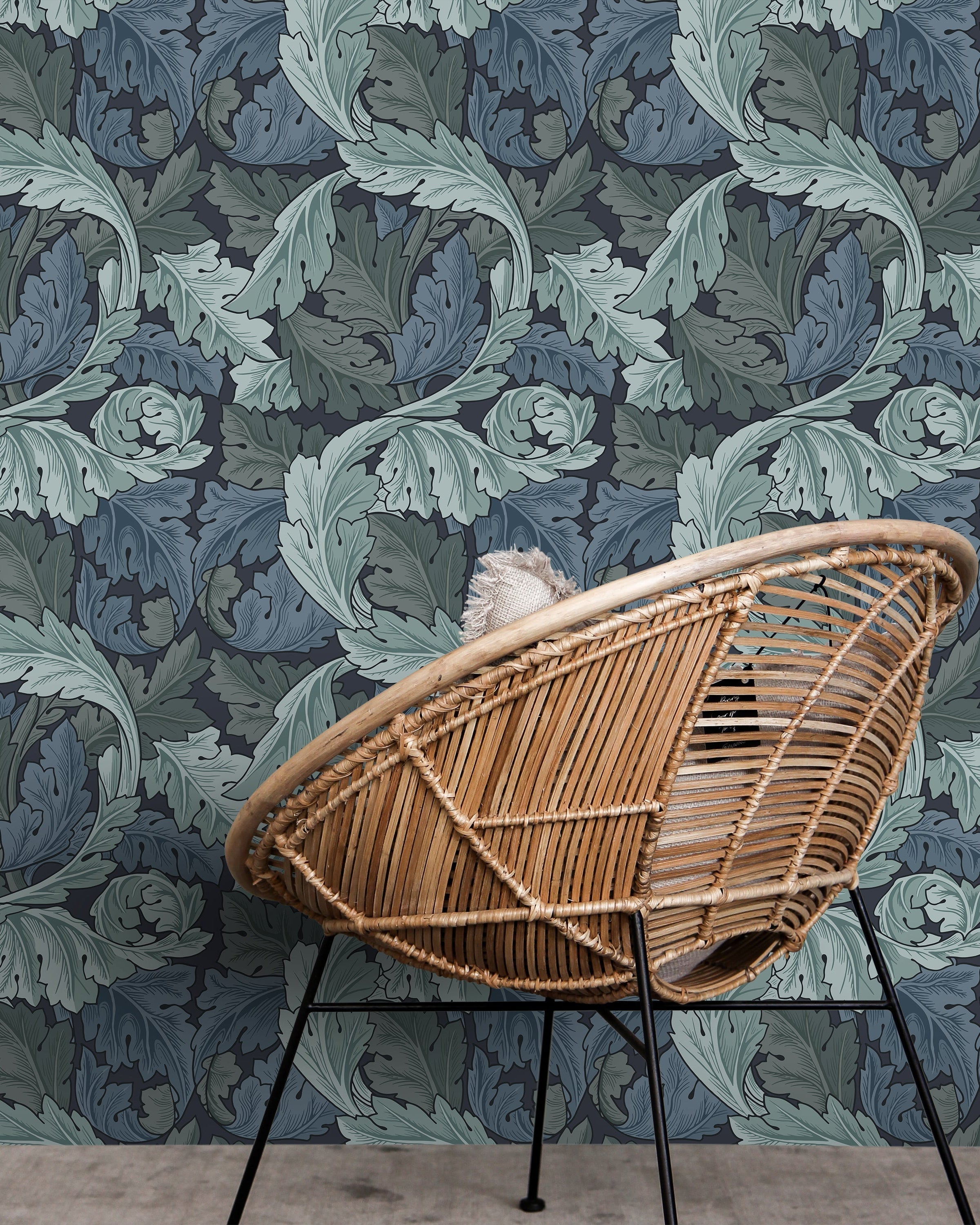 William Morris X Acanthus Peel and Stick Wallpaper, Removable Wallpaper, Traditional Wallpaper - Blue | DeccoPrint