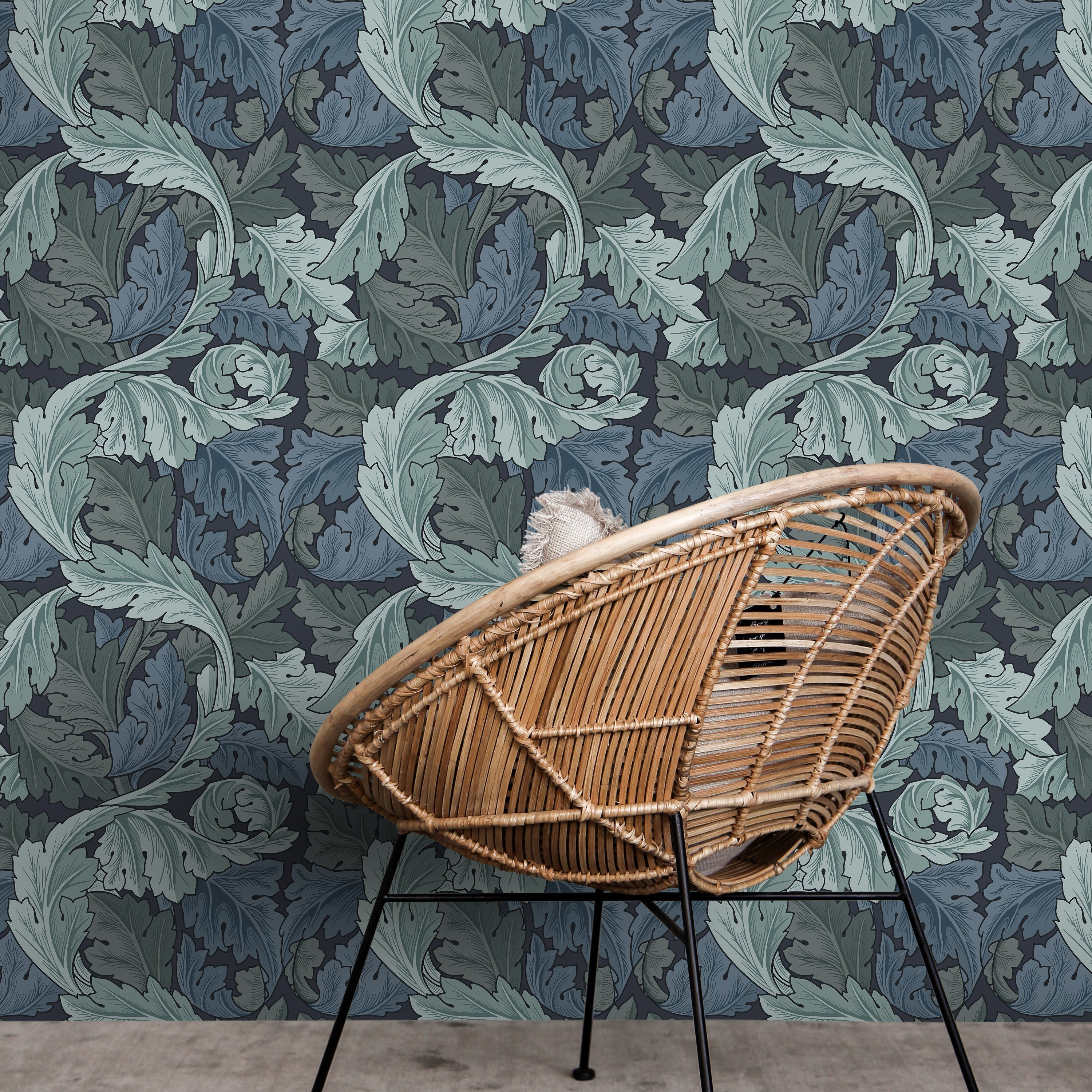 William Morris X Acanthus Peel and Stick Wallpaper, Removable Wallpaper, Traditional Wallpaper - Blue | DeccoPrint