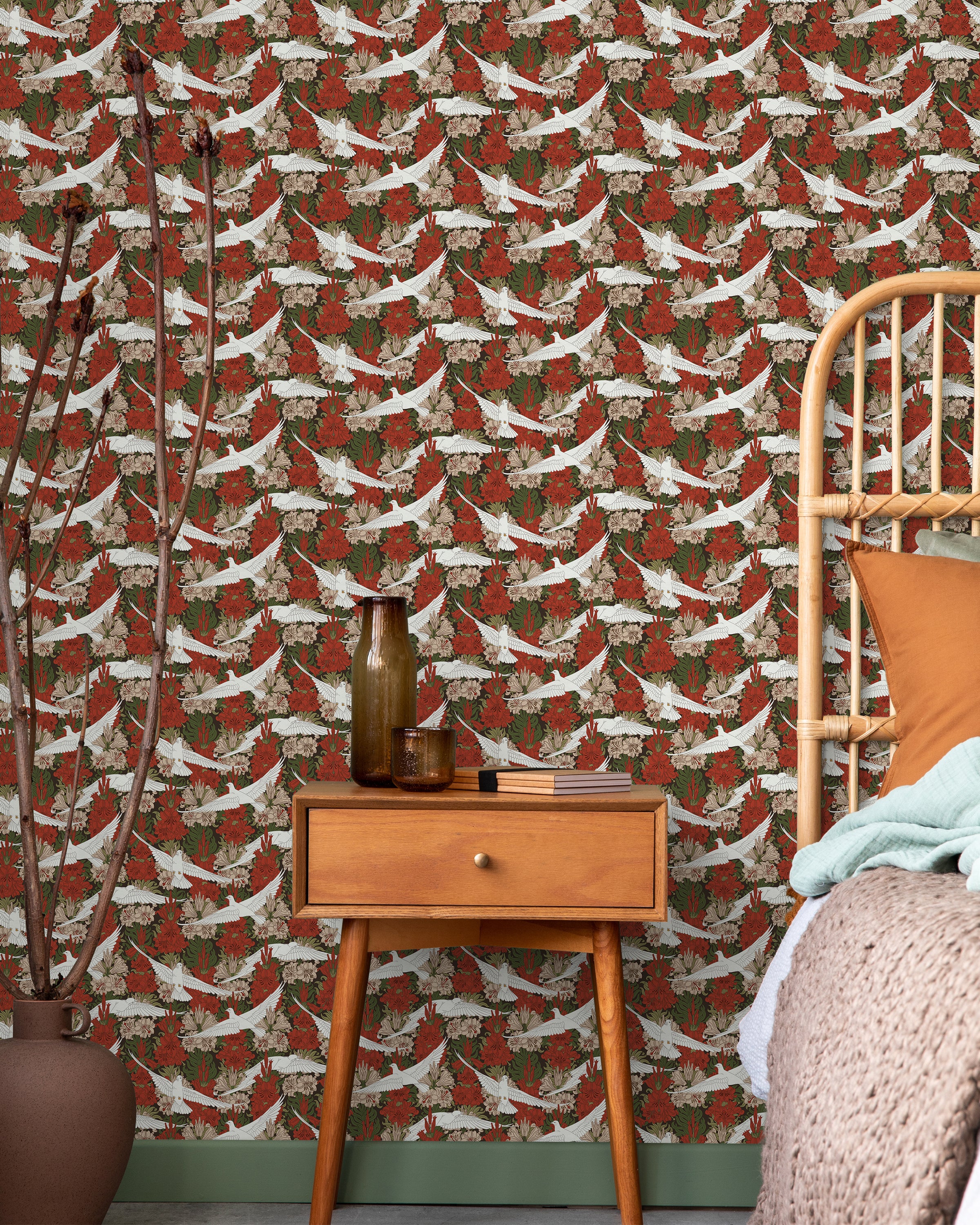 Maurice Pillard Verneuil x Dove and Lilies - Rustic Red | DeccoPrint