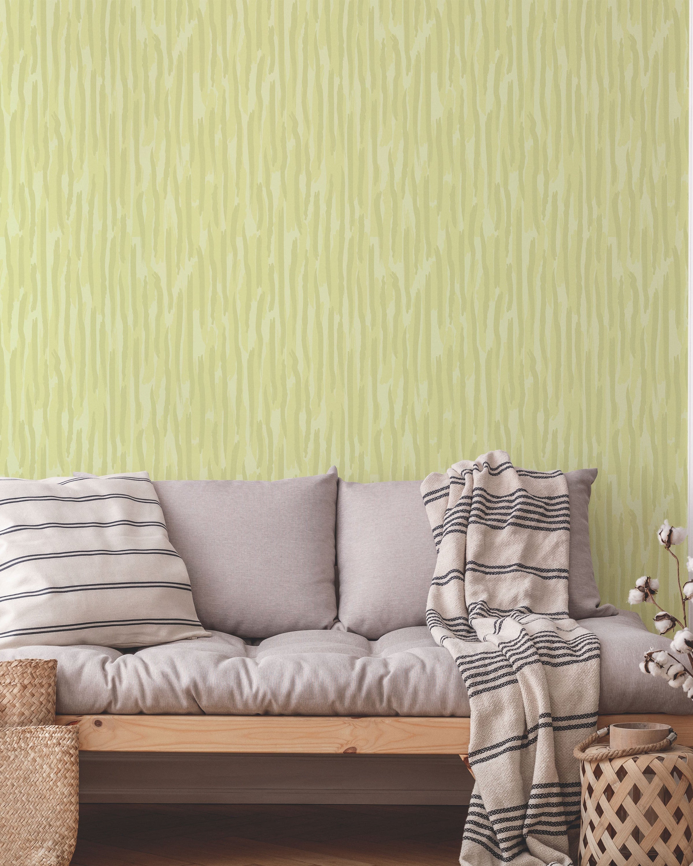 Brush Palette Peel and Stick Wallpaper, Removable Wallpaper, Traditional Wallpaper - Yellow | DeccoPrint