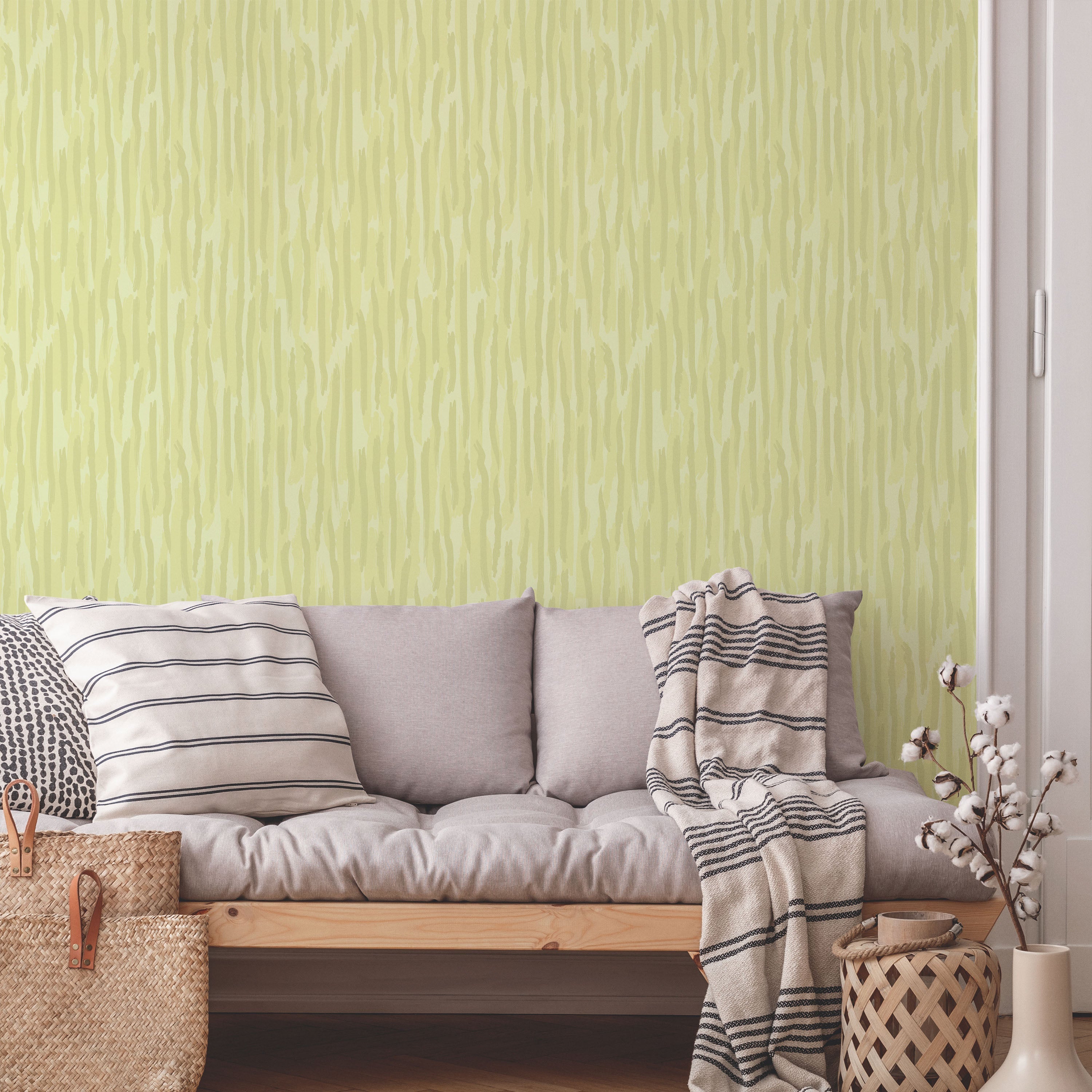 Brush Palette Peel and Stick Wallpaper, Removable Wallpaper, Traditional Wallpaper - Yellow | DeccoPrint