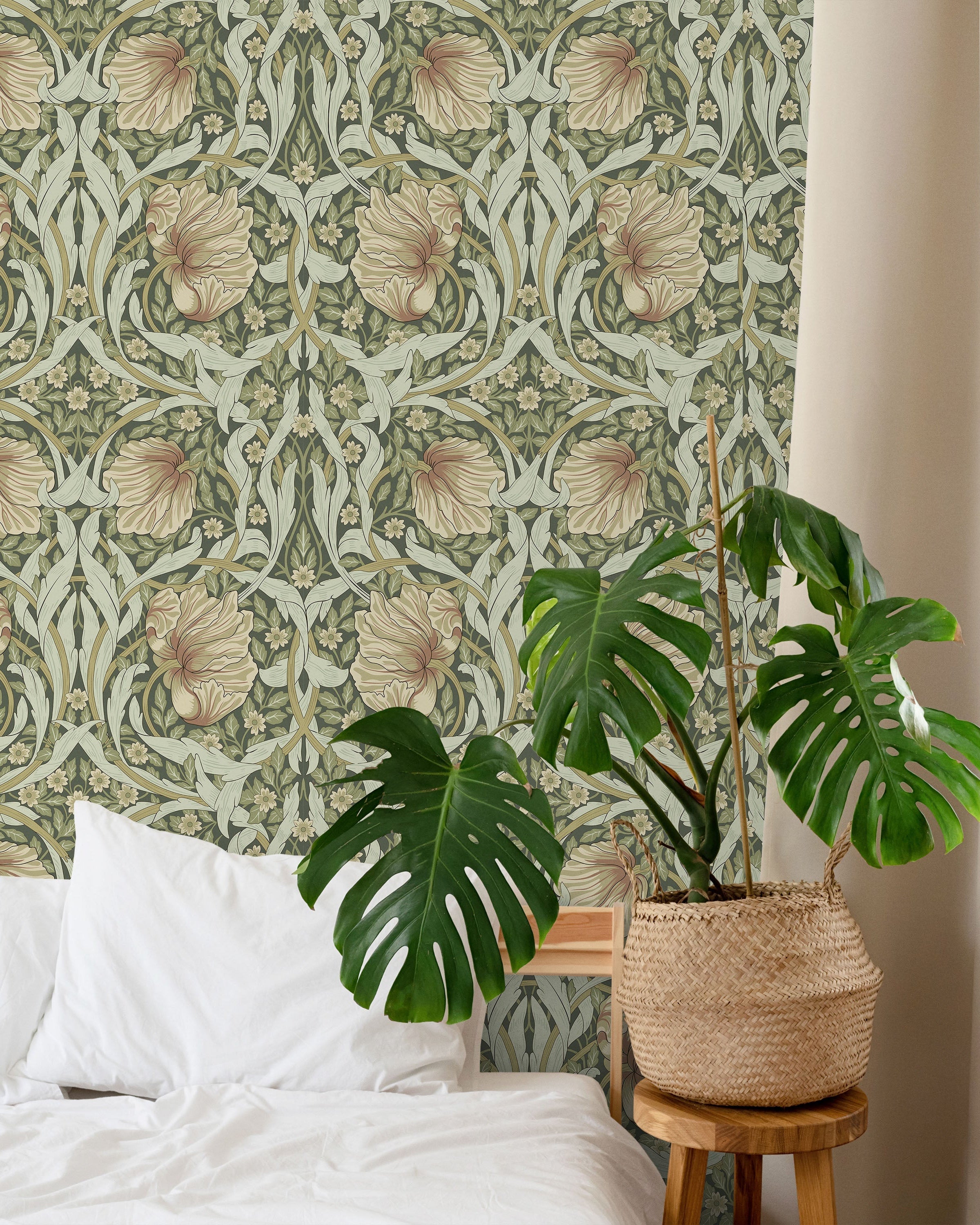 William Morris X Pimpernel Peel and Stick Wallpaper, Removable Wallpaper, Traditional Wallpaper - Green | DeccoPrint