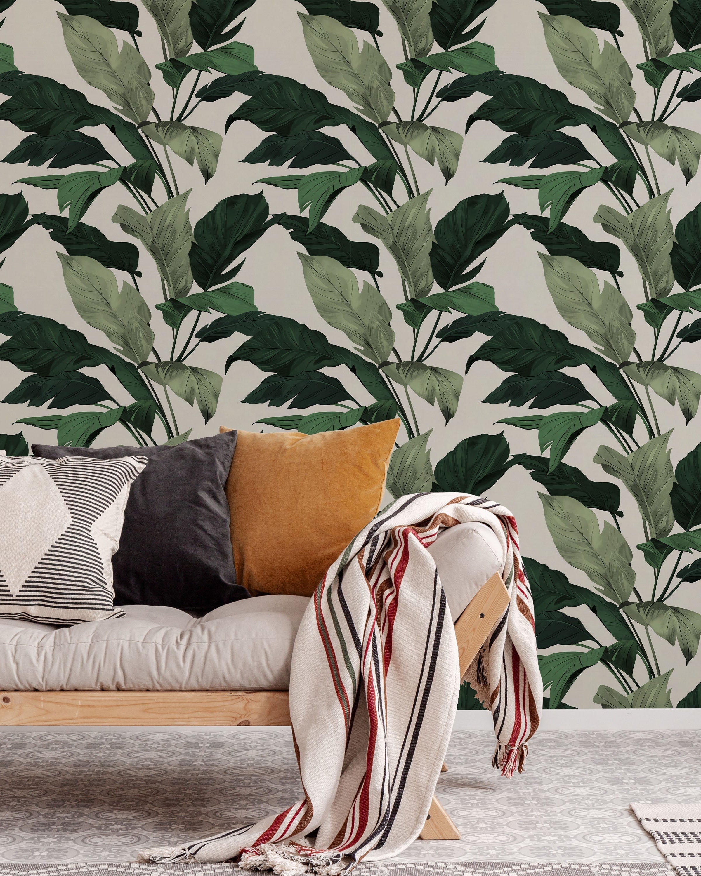 Tropical Elegance Peel and Stick Wallpaper, Removable Wallpaper, Traditional Wallpaper - Green | DeccoPrint