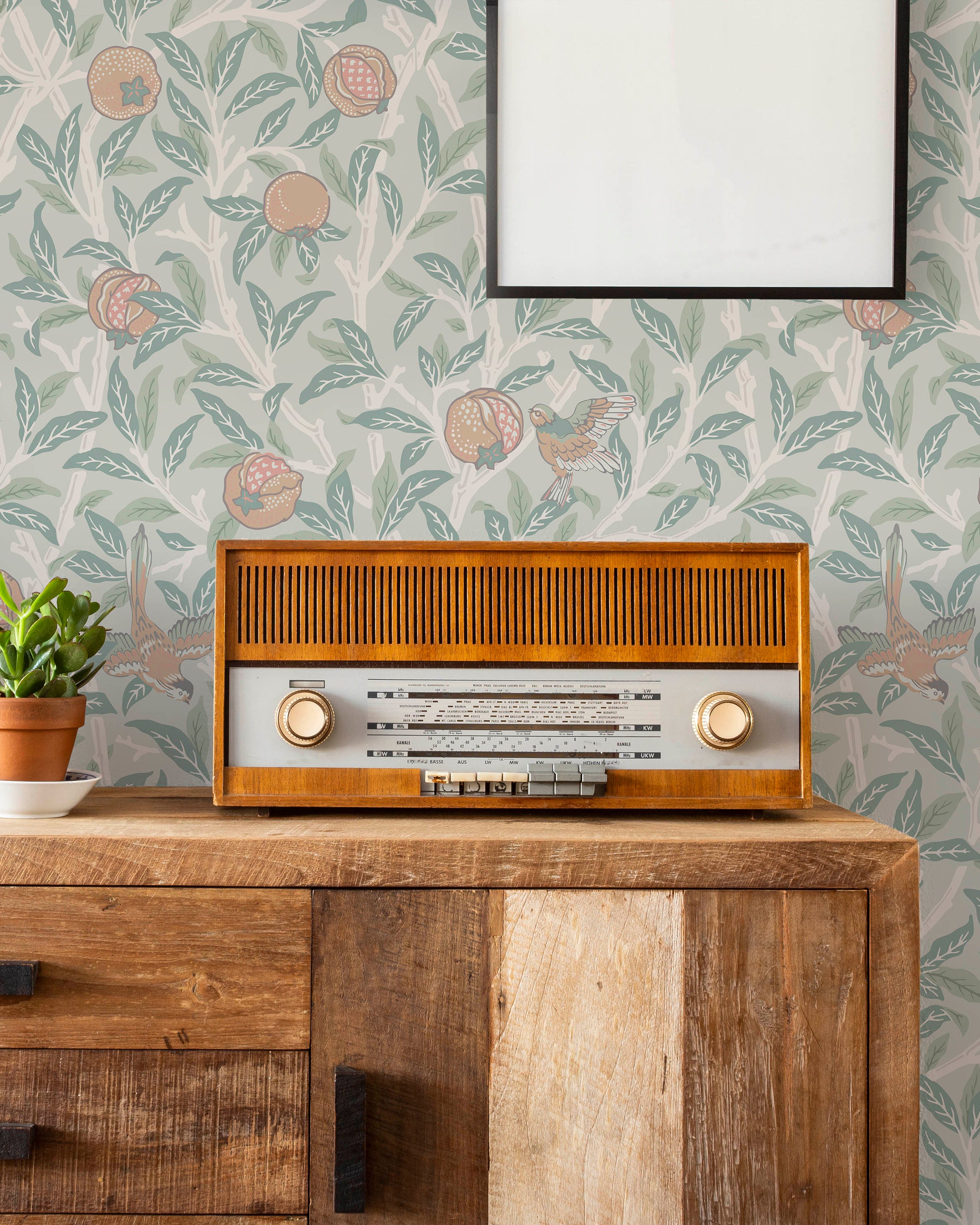 William Morris X Bird and Pomegranate Peel and Stick Wallpaper, Removable Wallpaper, Traditional Wallpaper - Ivory | DeccoPrint