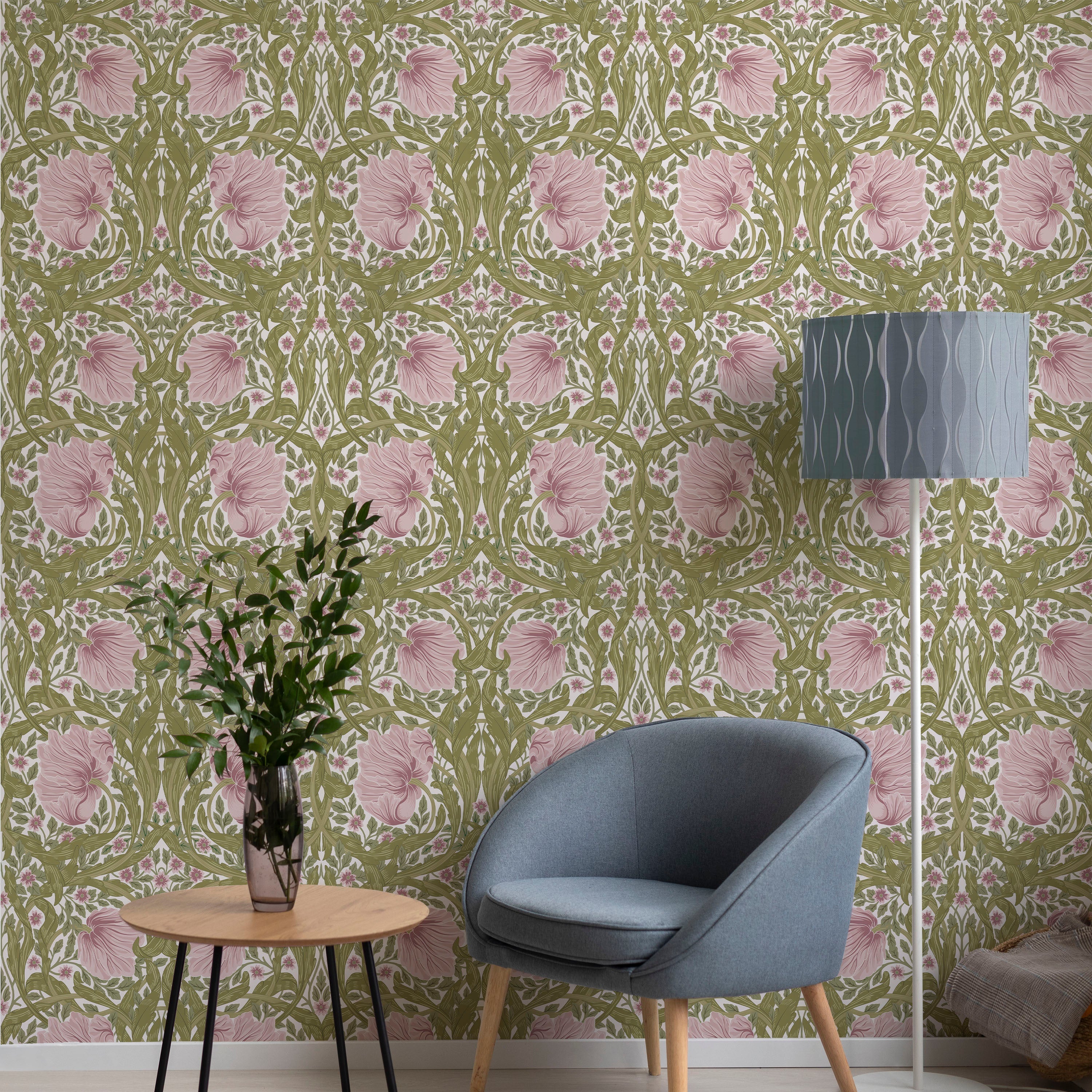 William Morris X Pimpernel Peel and Stick Wallpaper, Removable Wallpaper, Traditional Wallpaper - Pink | DeccoPrint