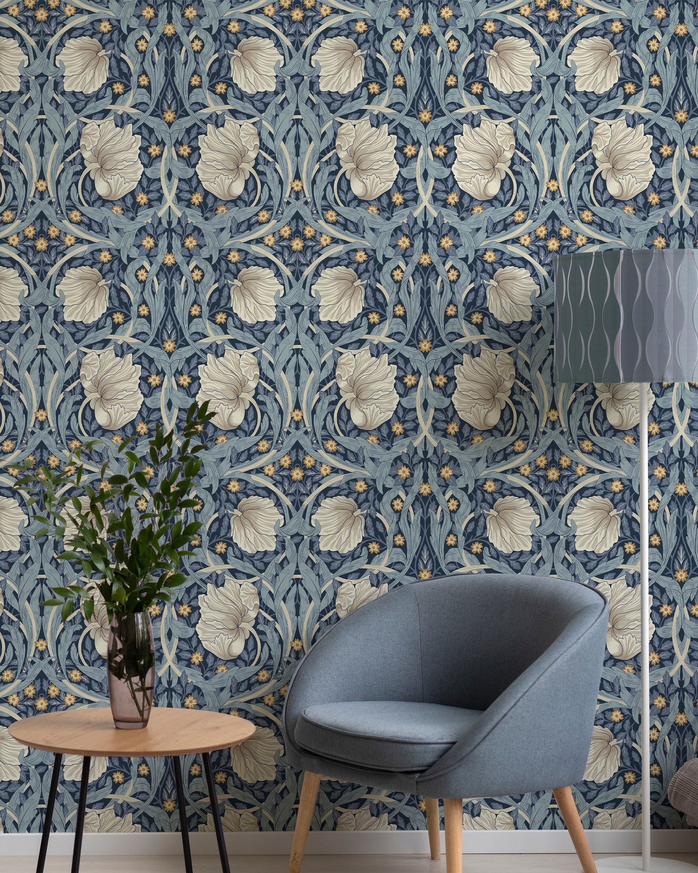 William Morris X Pimpernel Peel and Stick Wallpaper, Removable Wallpaper, Traditional Wallpaper - Blue | DeccoPrint