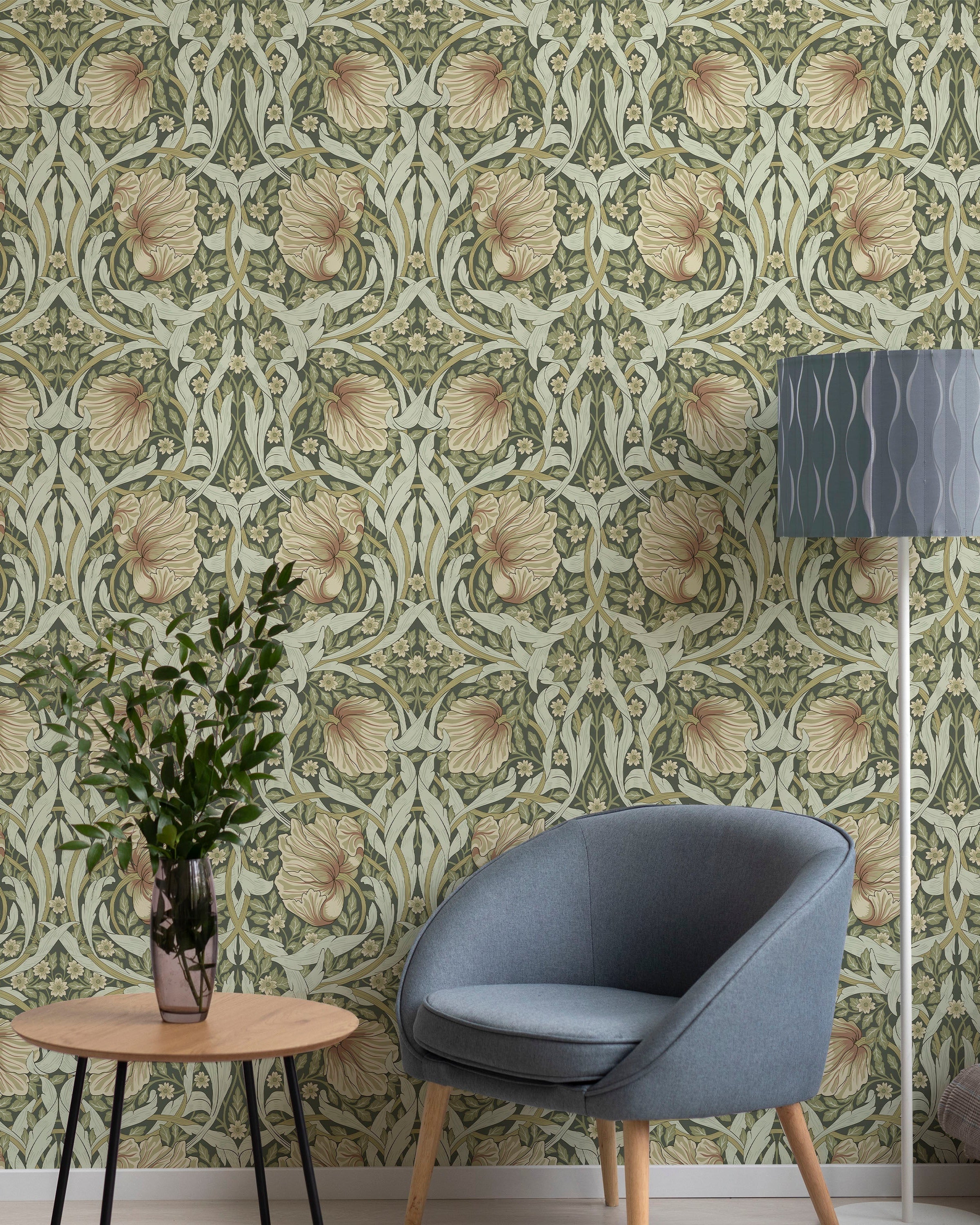 William Morris X Pimpernel Peel and Stick Wallpaper, Removable Wallpaper, Traditional Wallpaper - Green | DeccoPrint