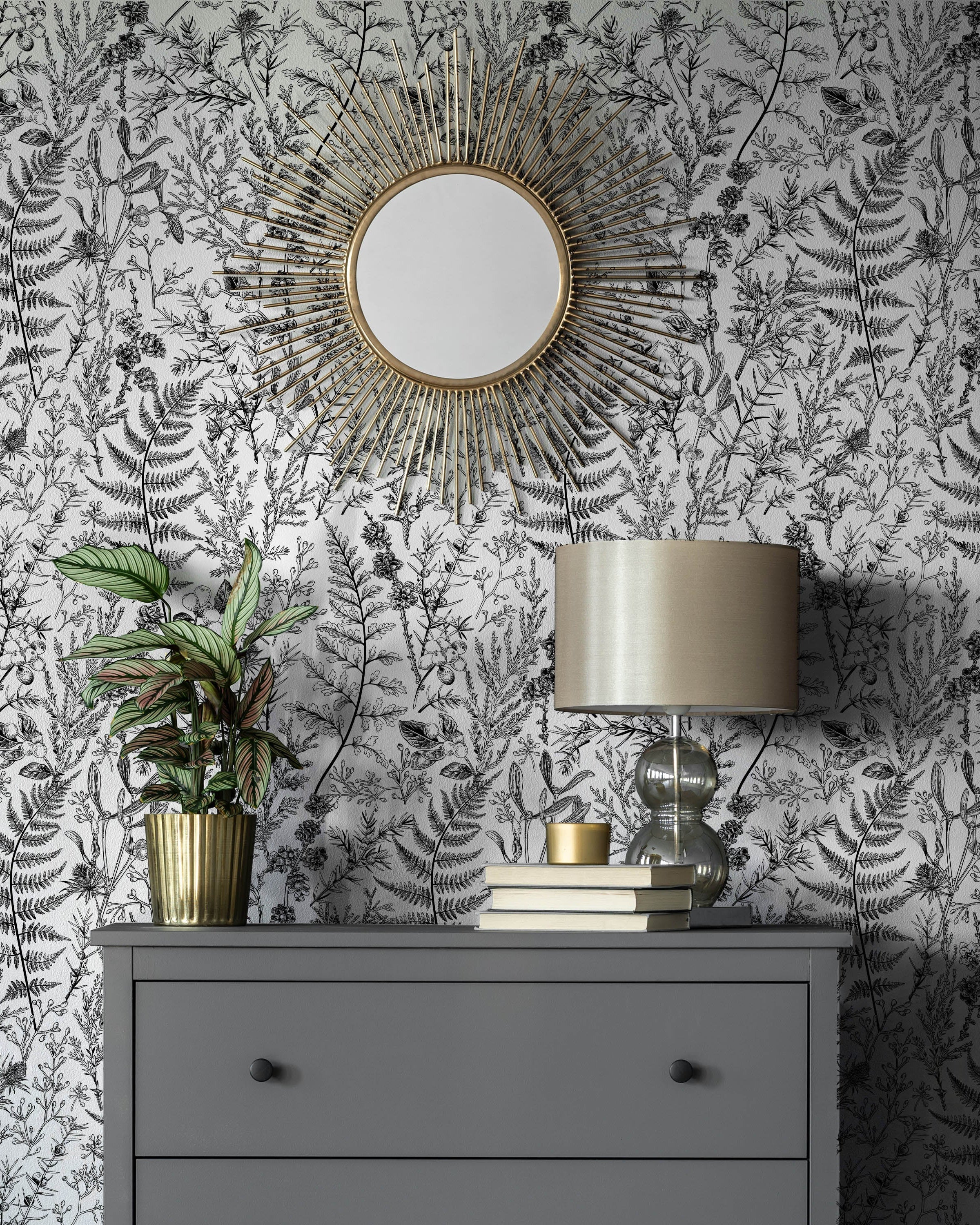 Forest Dream Peel and Stick Wallpaper, Removable Wallpaper, Traditional Wallpaper - Black and White | DeccoPrint