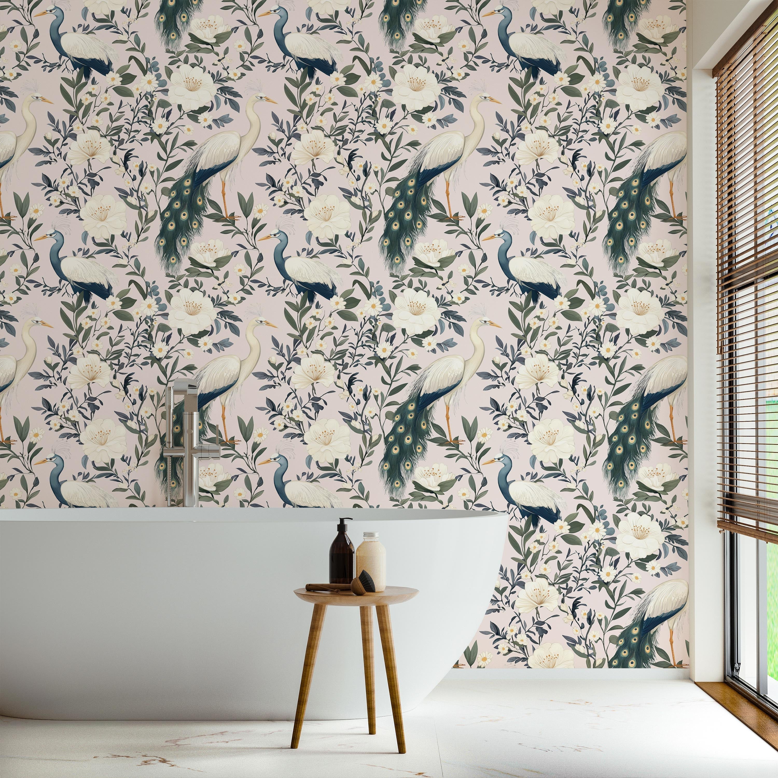 Light Elegant Birds Peel and Stick Wallpaper, Removable Wallpaper, Traditional Wallpaper | DeccoPrint