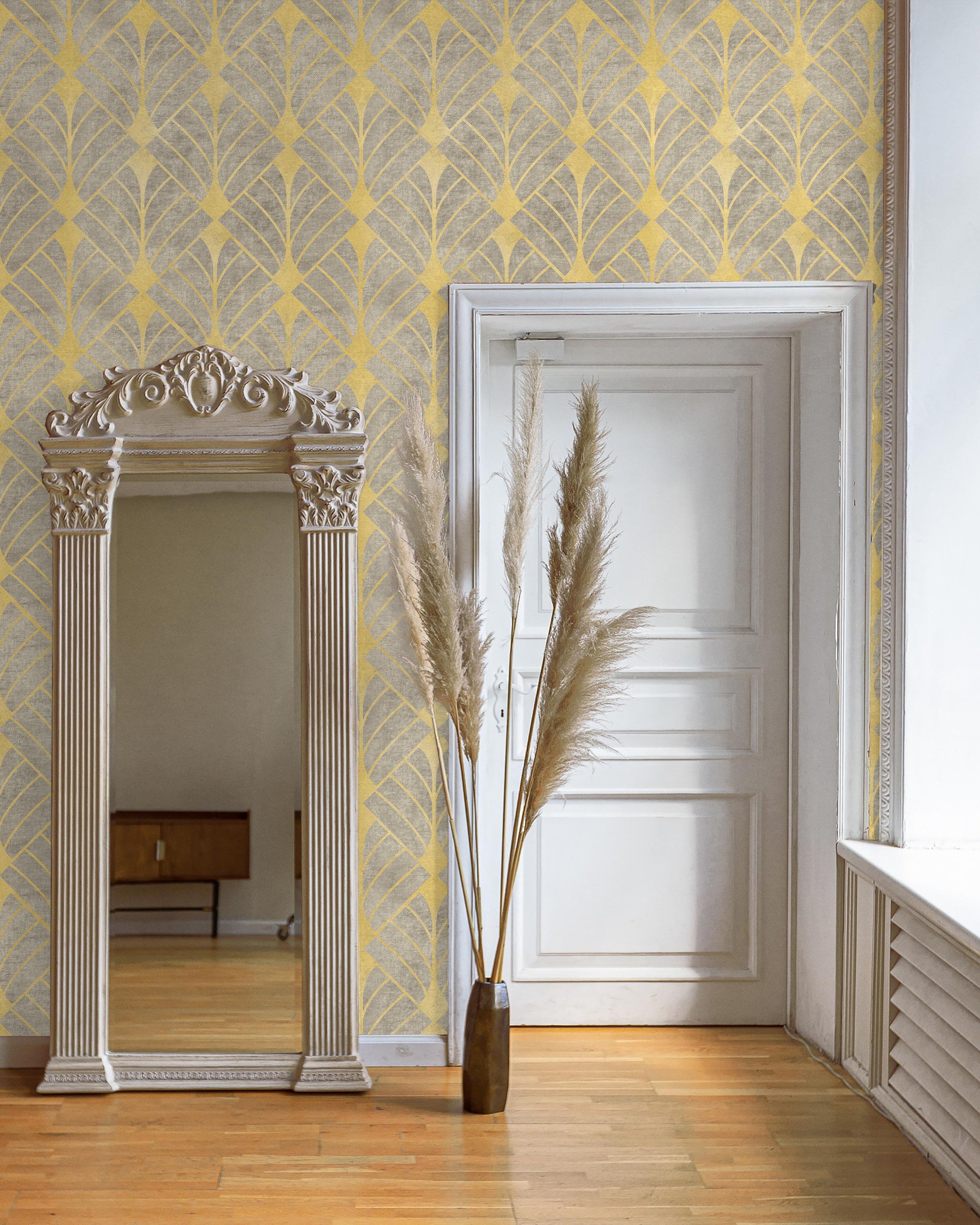 Luxe Deco Peel and Stick Wallpaper, Removable Wallpaper, Traditional Wallpaper - Gold | DeccoPrint