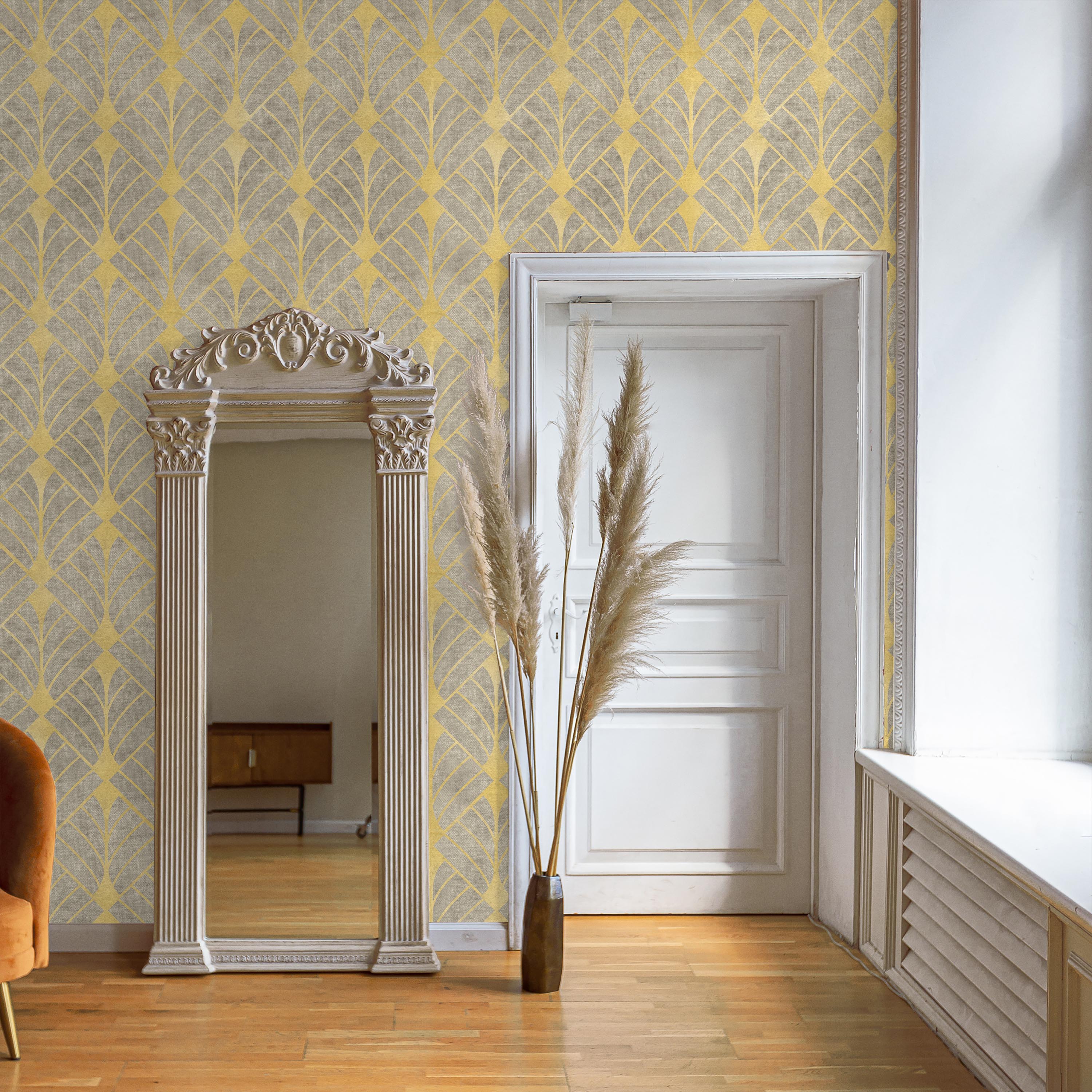 Luxe Deco Peel and Stick Wallpaper, Removable Wallpaper, Traditional Wallpaper - Gold | DeccoPrint