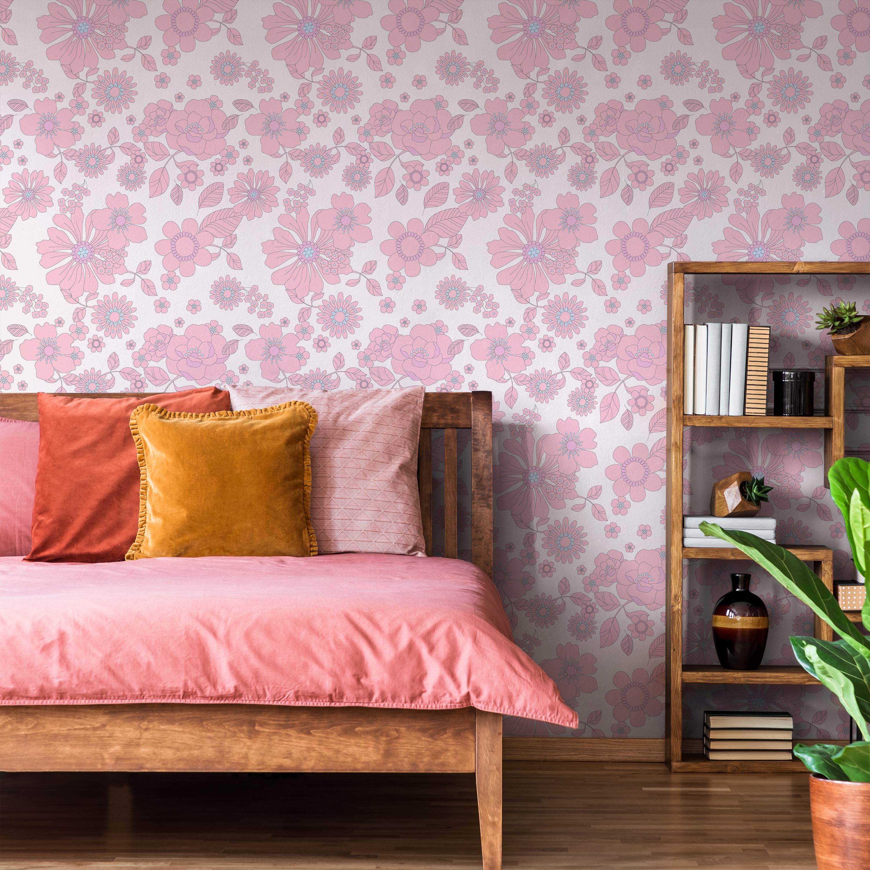 Blush Petals Peel and Stick Wallpaper, Removable Wallpaper, Traditional Wallpaper | DeccoPrint
