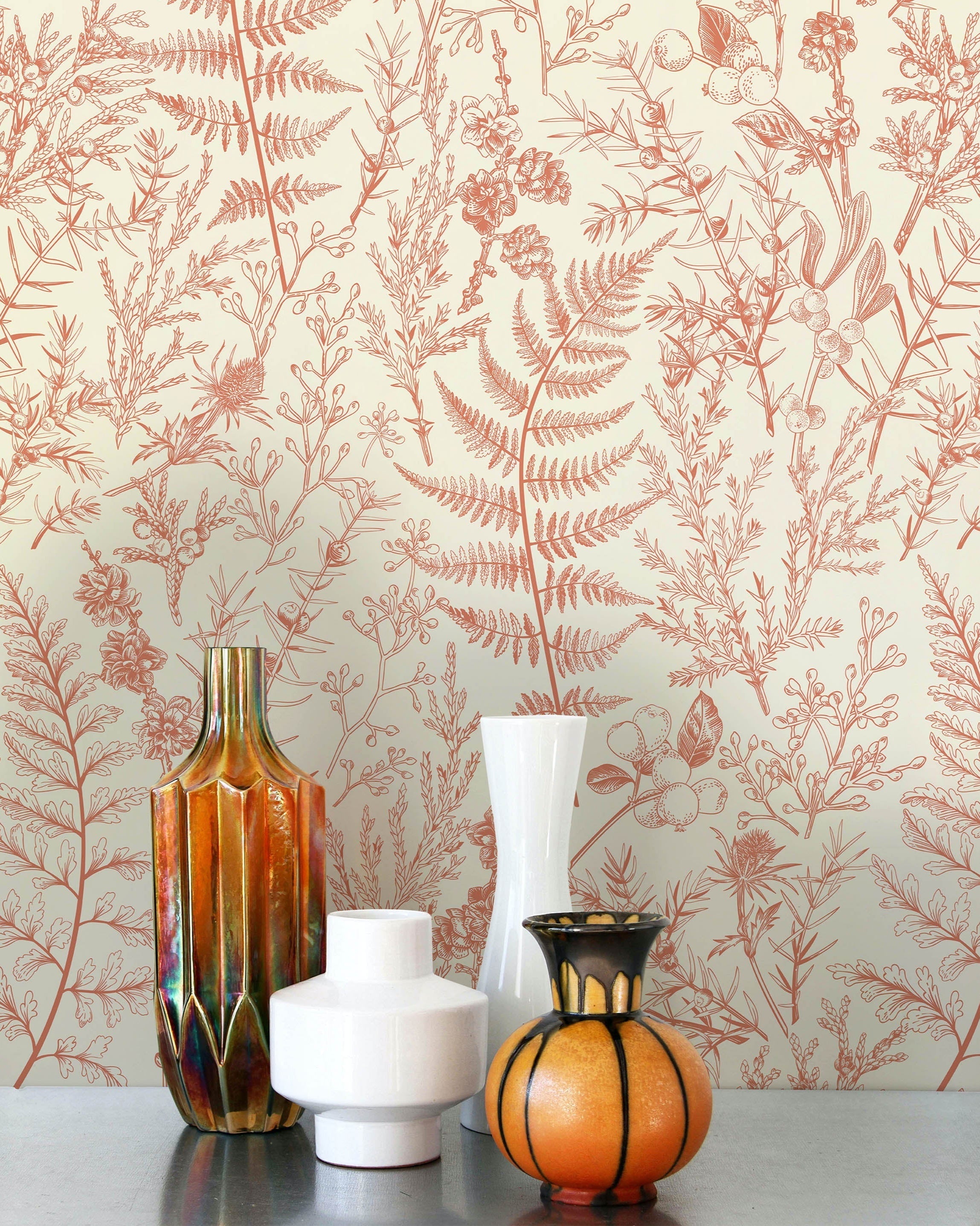 Forest Dream Peel and Stick Wallpaper, Removable Wallpaper, Traditional Wallpaper - Burnt Orange | DeccoPrint