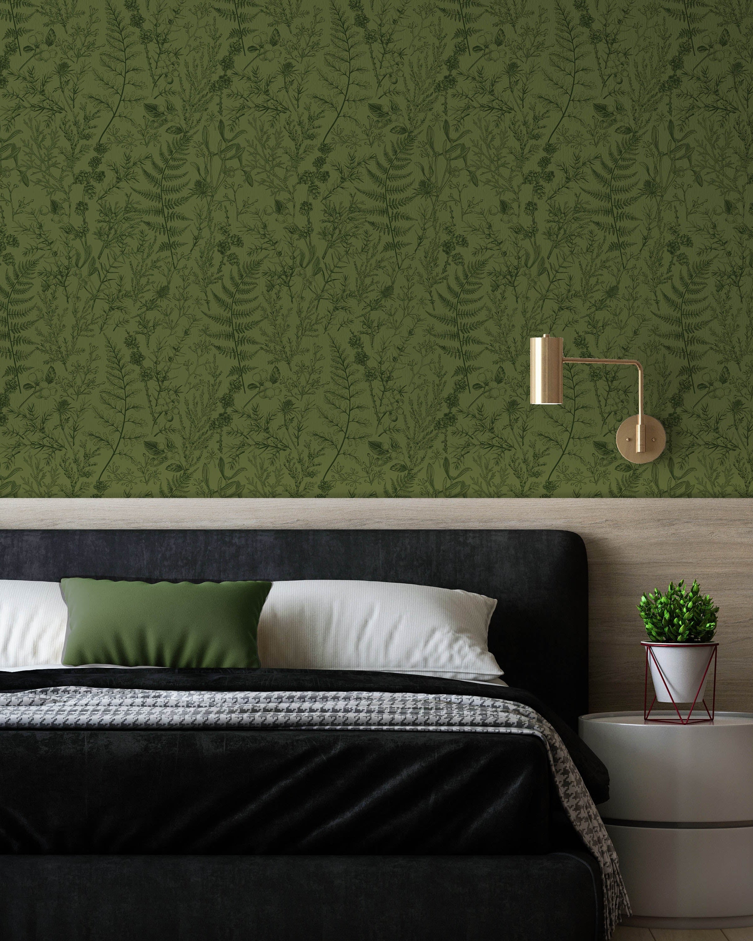 Forest Dream Peel and Stick Wallpaper, Removable Wallpaper, Traditional Wallpaper - Deep Green | DeccoPrint