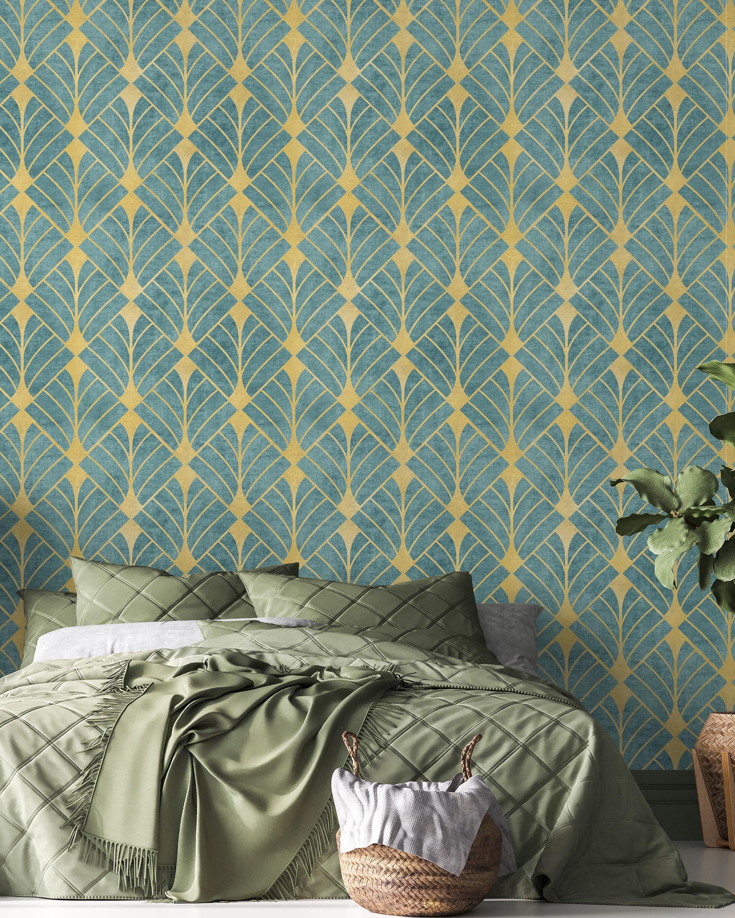 Luxe Deco Peel and Stick Wallpaper, Removable Wallpaper, Traditional Wallpaper - Blue | DeccoPrint