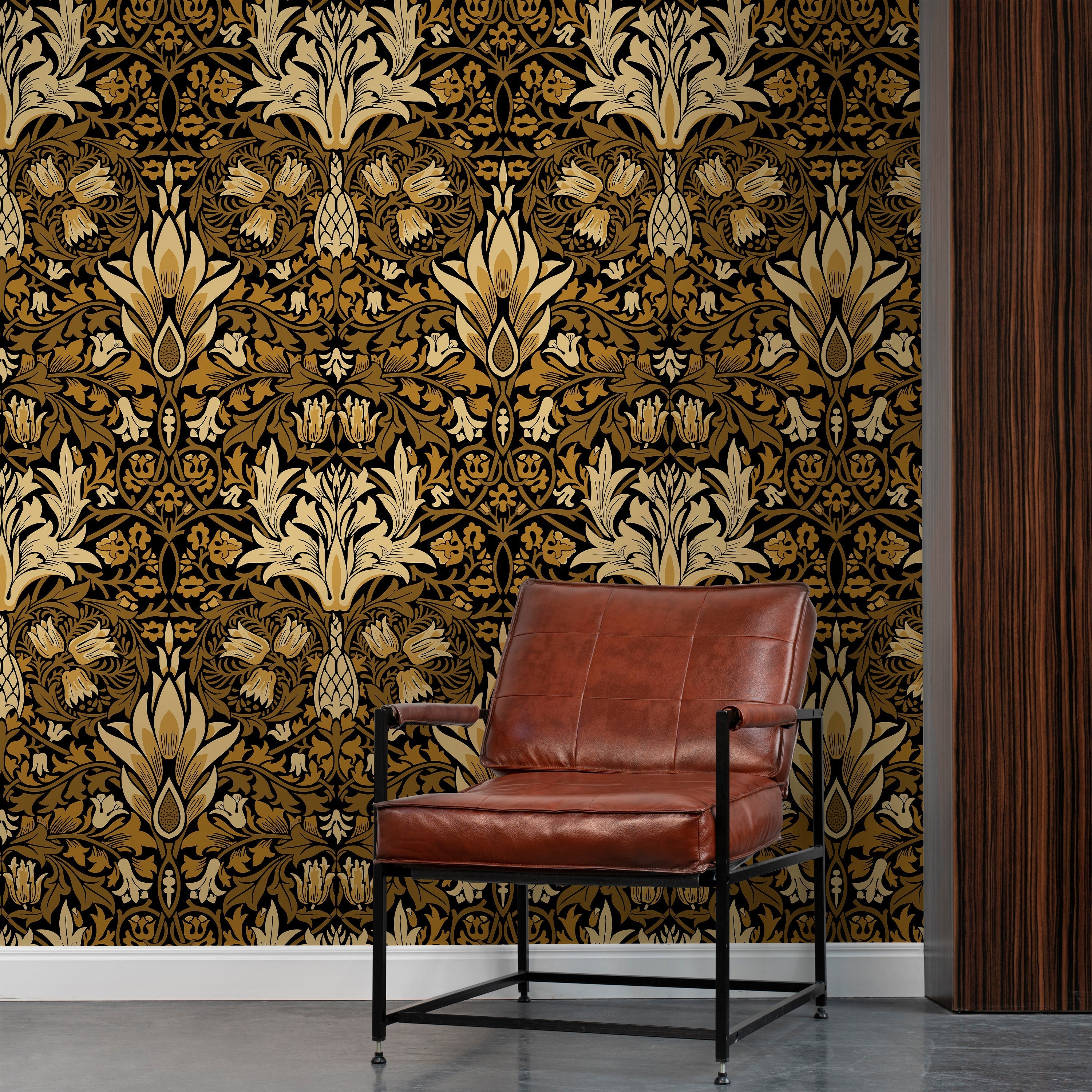 William Morris X Snakeshead Peel and Stick Wallpaper, Removable Wallpaper, Traditional Wallpaper - Gold | DeccoPrint