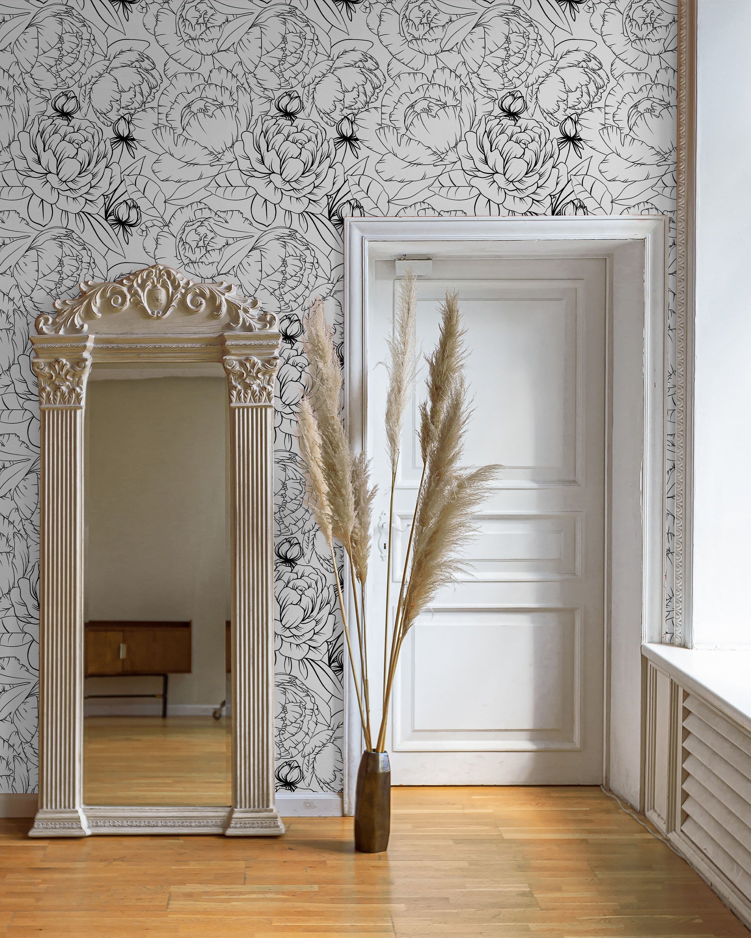 Ink Peony Peel and Stick Wallpaper, Removable Wallpaper, Traditional Wallpaper | DeccoPrint