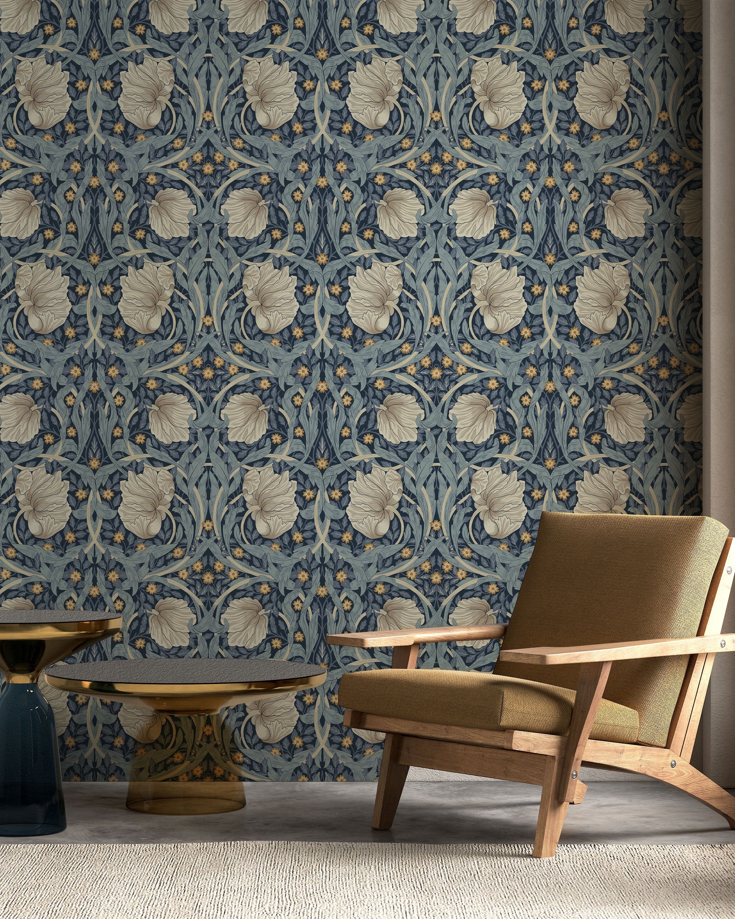 William Morris X Pimpernel Peel and Stick Wallpaper, Removable Wallpaper, Traditional Wallpaper - Blue | DeccoPrint