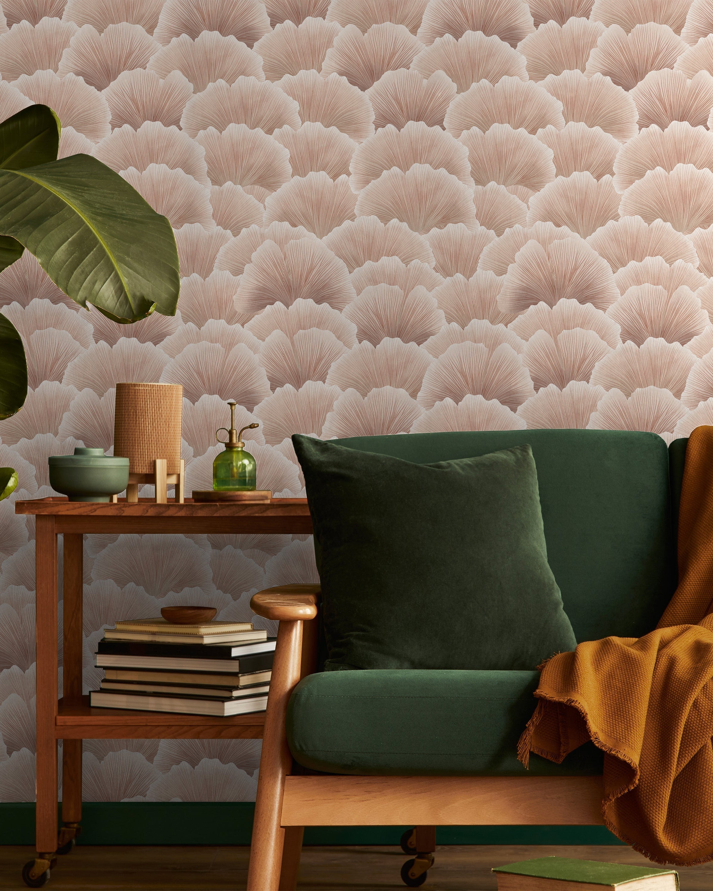Ginkgo Waves Peel and Stick Wallpaper, Removable Wallpaper, Traditional Wallpaper - Sand | DeccoPrint