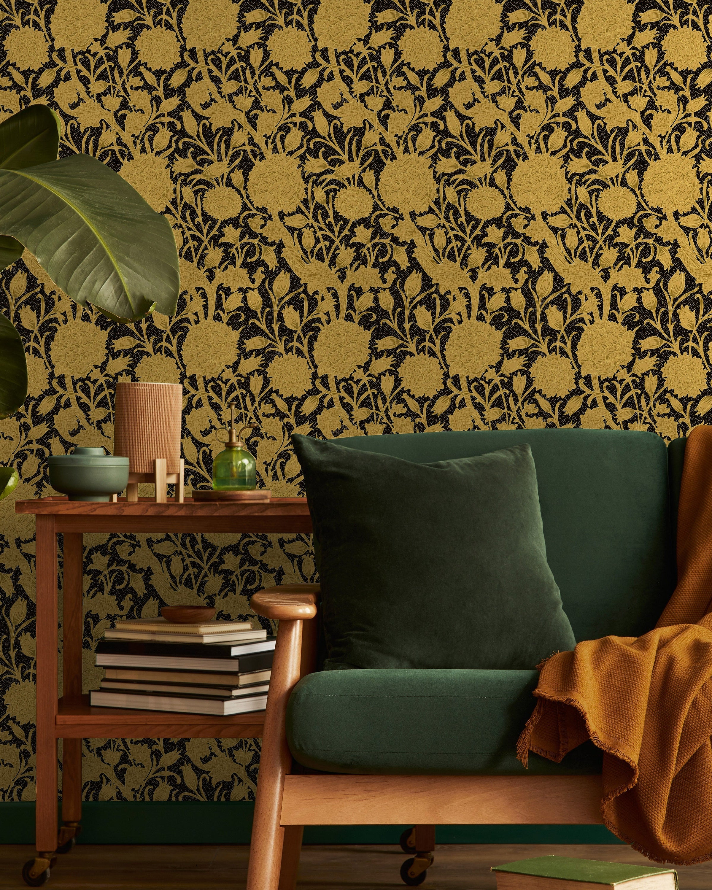 William Morris X Wild Tulips Peel and Stick Wallpaper, Removable Wallpaper, Traditional Wallpaper - Gold | DeccoPrint