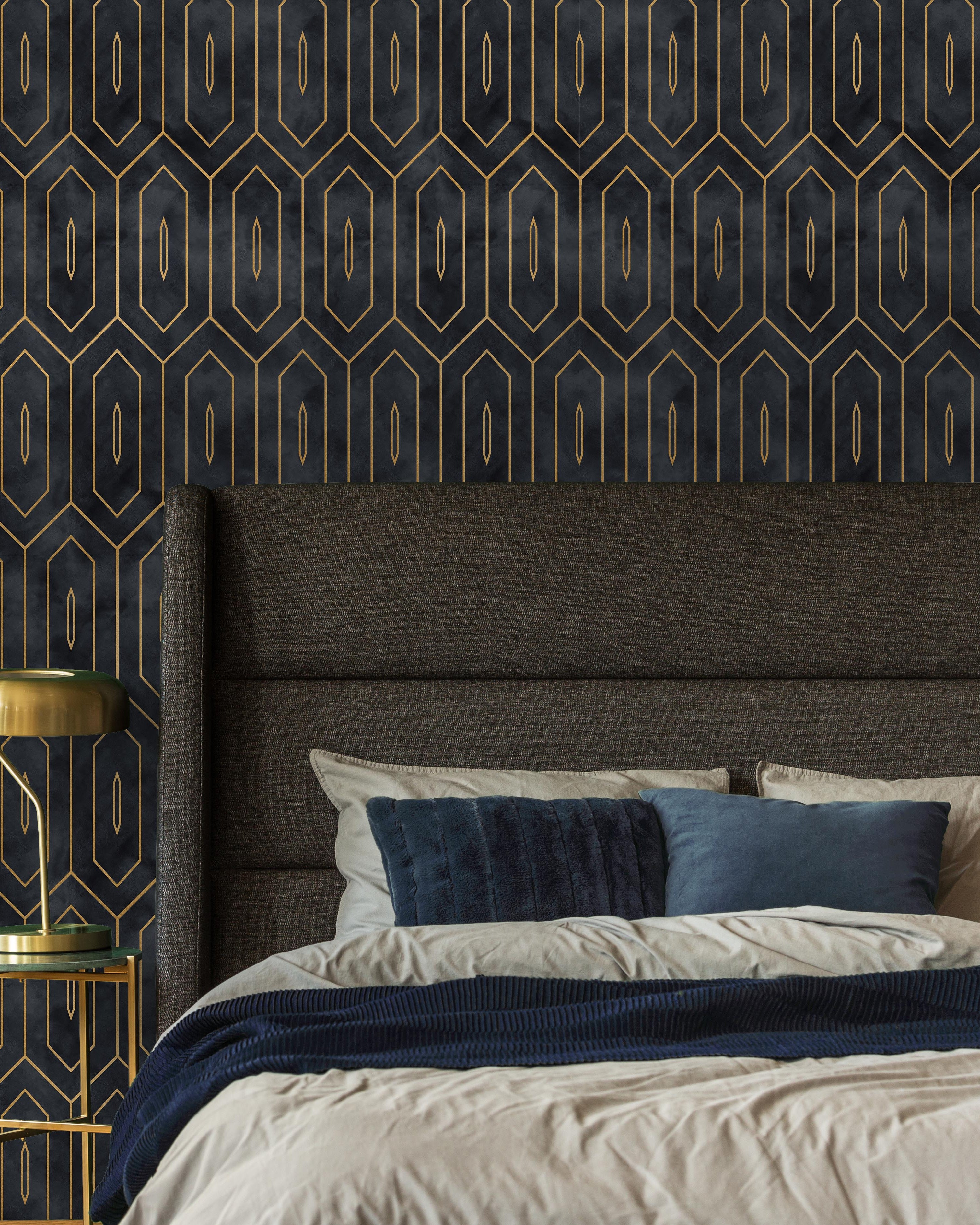 Midnight Deco Peel and Stick Wallpaper, Removable Wallpaper, Traditional Wallpaper | DeccoPrint