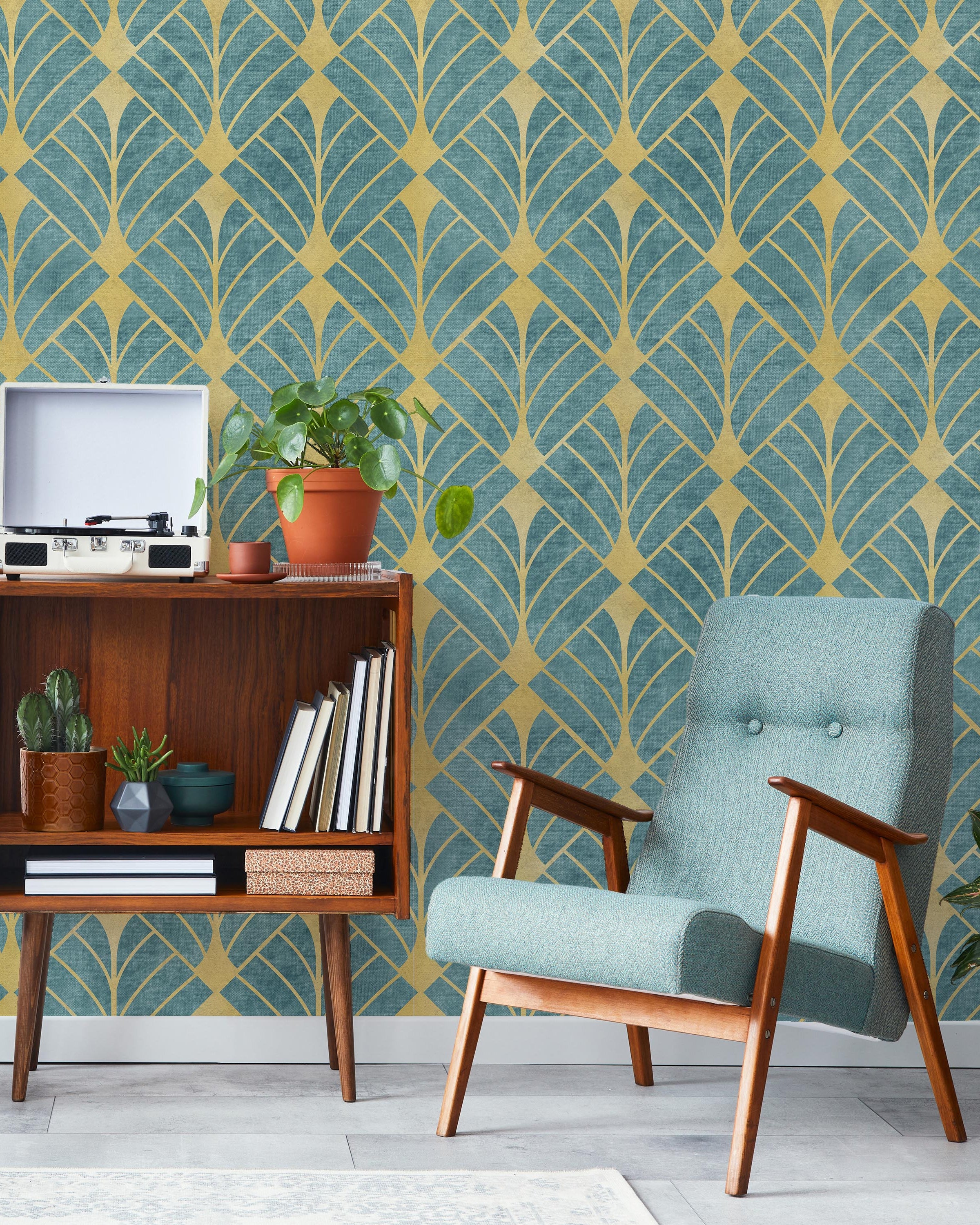 Luxe Deco Peel and Stick Wallpaper, Removable Wallpaper, Traditional Wallpaper - Blue | DeccoPrint