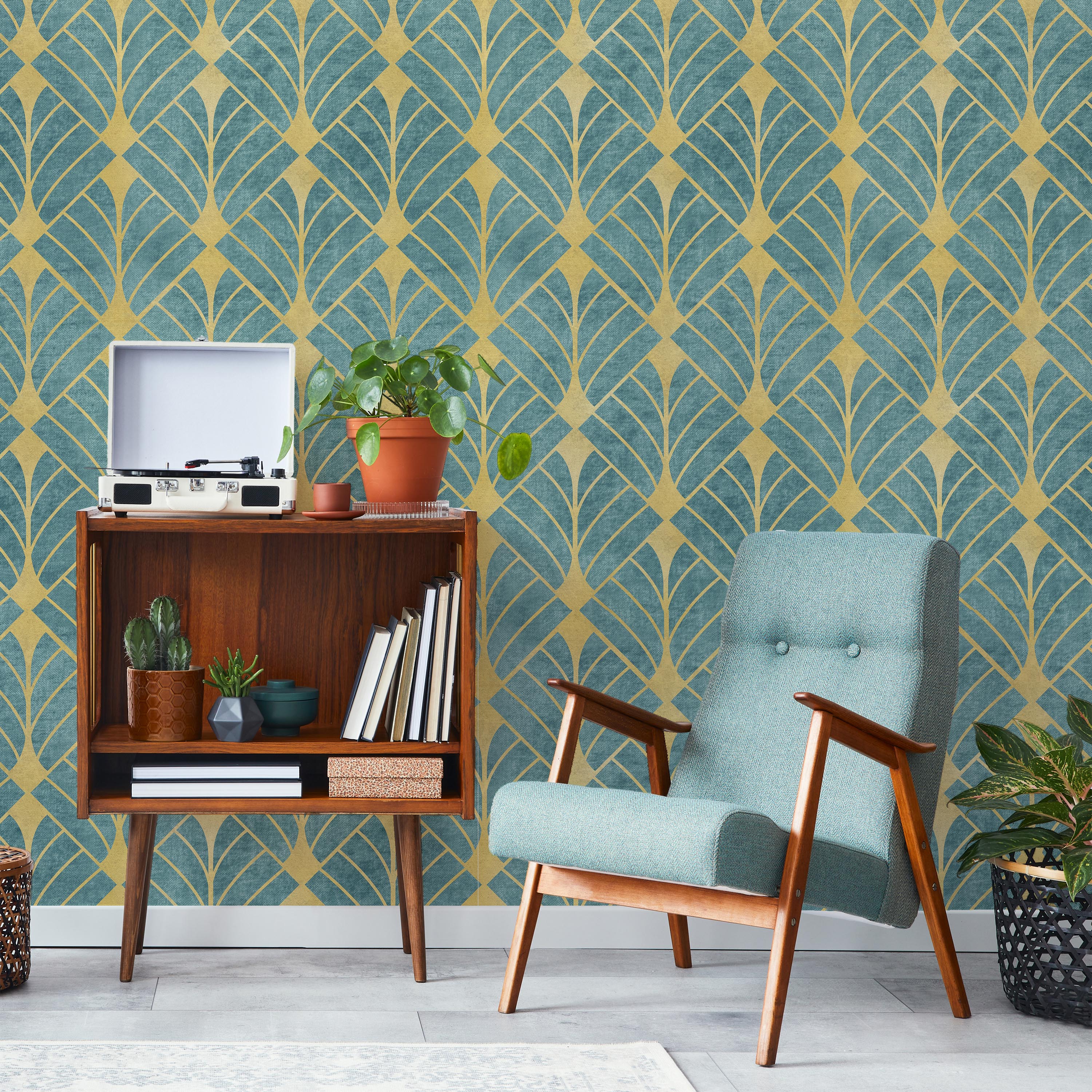 Luxe Deco Peel and Stick Wallpaper, Removable Wallpaper, Traditional Wallpaper - Blue | DeccoPrint