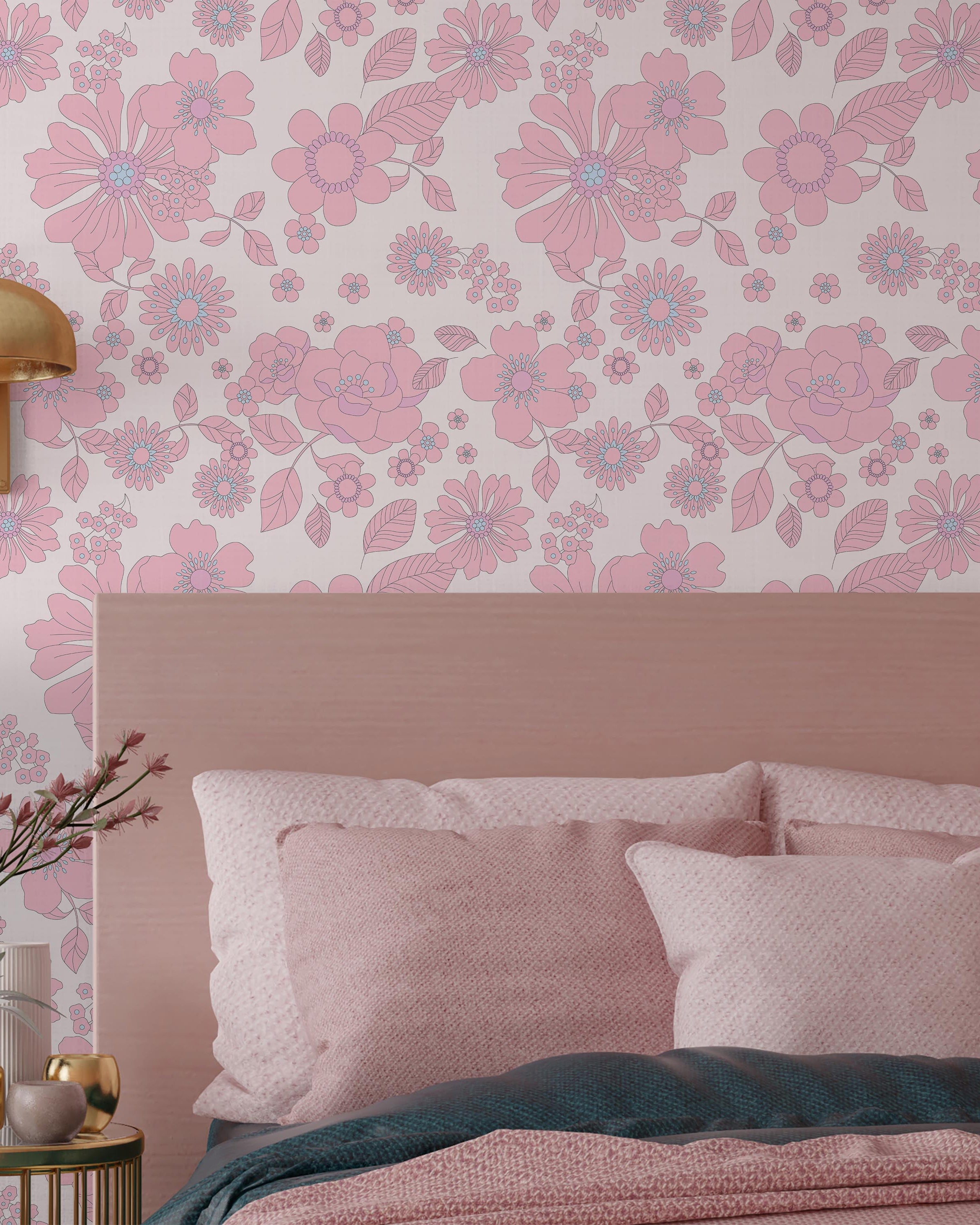 Blush Petals Peel and Stick Wallpaper, Removable Wallpaper, Traditional Wallpaper | DeccoPrint