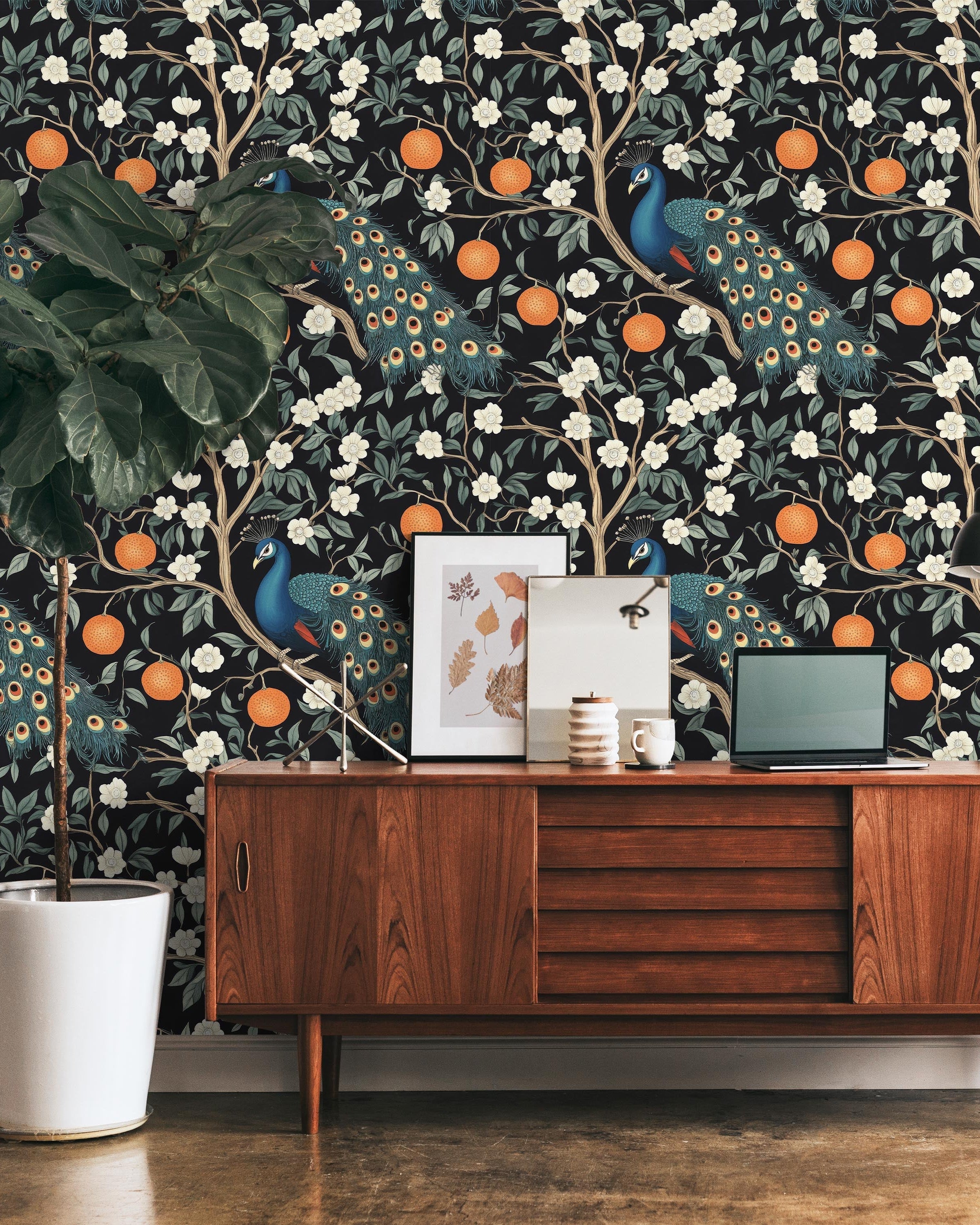 Vintage Peacocks Peel and Stick Wallpaper, Removable Wallpaper, Traditional Wallpaper | DeccoPrint