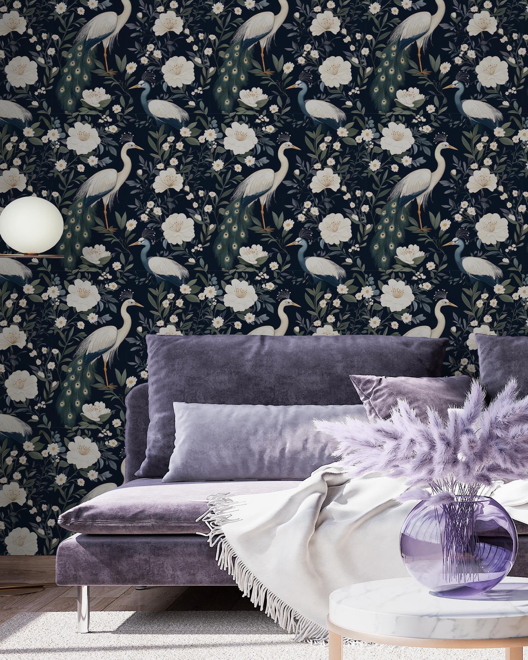 Elegant Birds Peel and Stick Wallpaper, Removable Wallpaper, Traditional Wallpaper | DeccoPrint