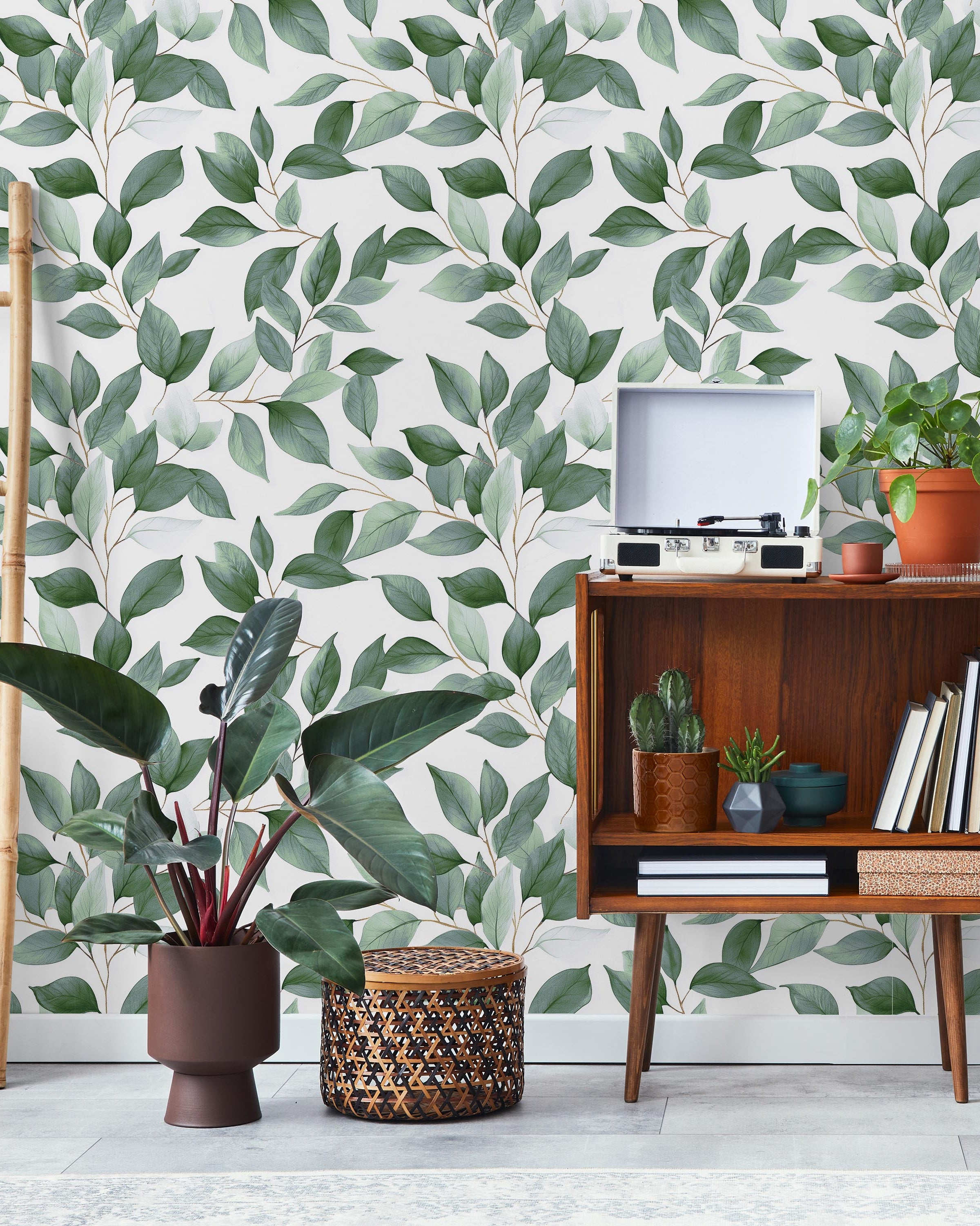 Leaf Foliage Peel and Stick Wallpaper, Removable Wallpaper, Traditional Wallpaper - Green | DeccoPrint