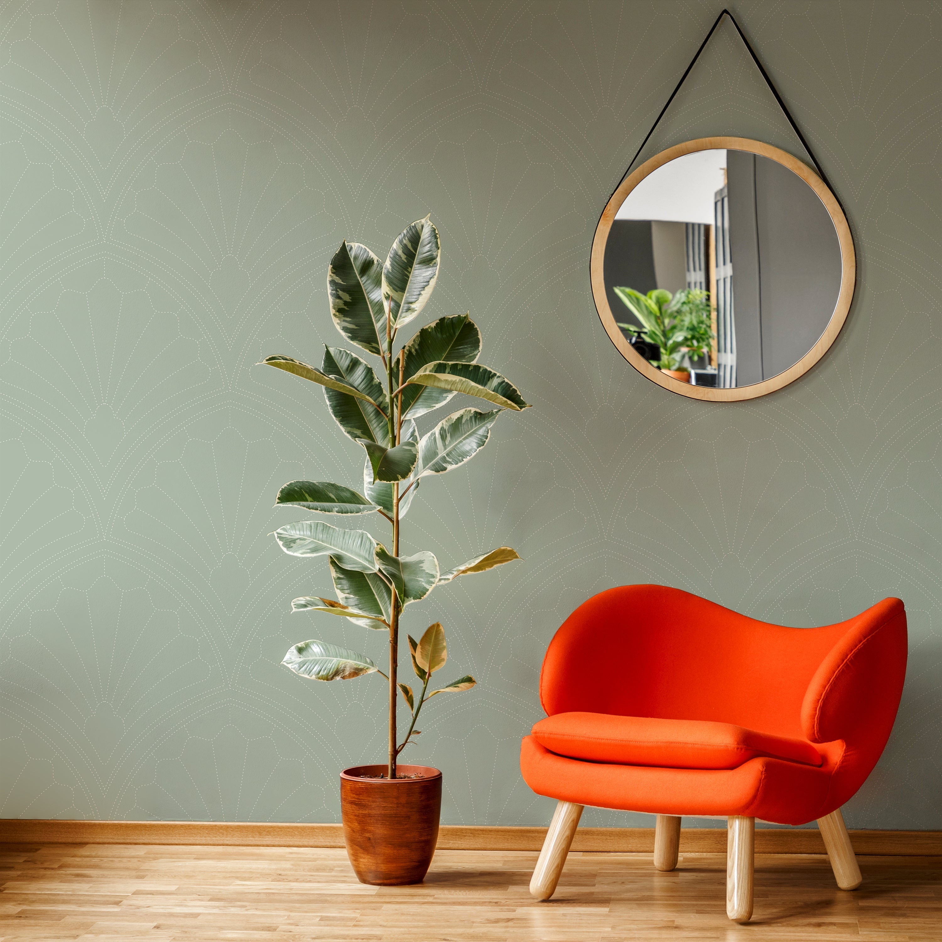 Monochrome Harmony Peel and Stick Wallpaper, Removable Wallpaper, Traditional Wallpaper - Green | DeccoPrint