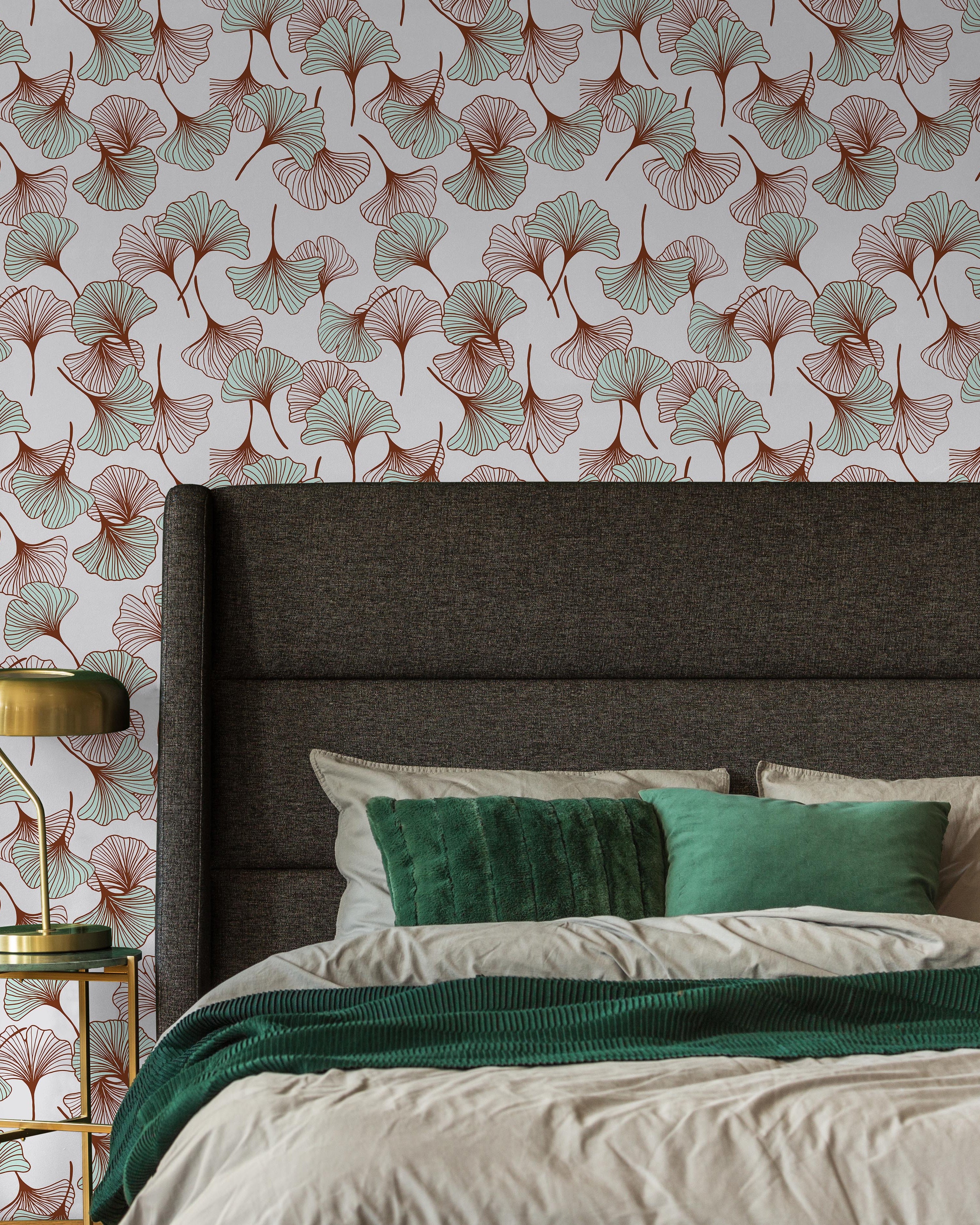 Ginkgo Garden Peel and Stick Wallpaper, Removable Wallpaper, Traditional Wallpaper - Green | DeccoPrint