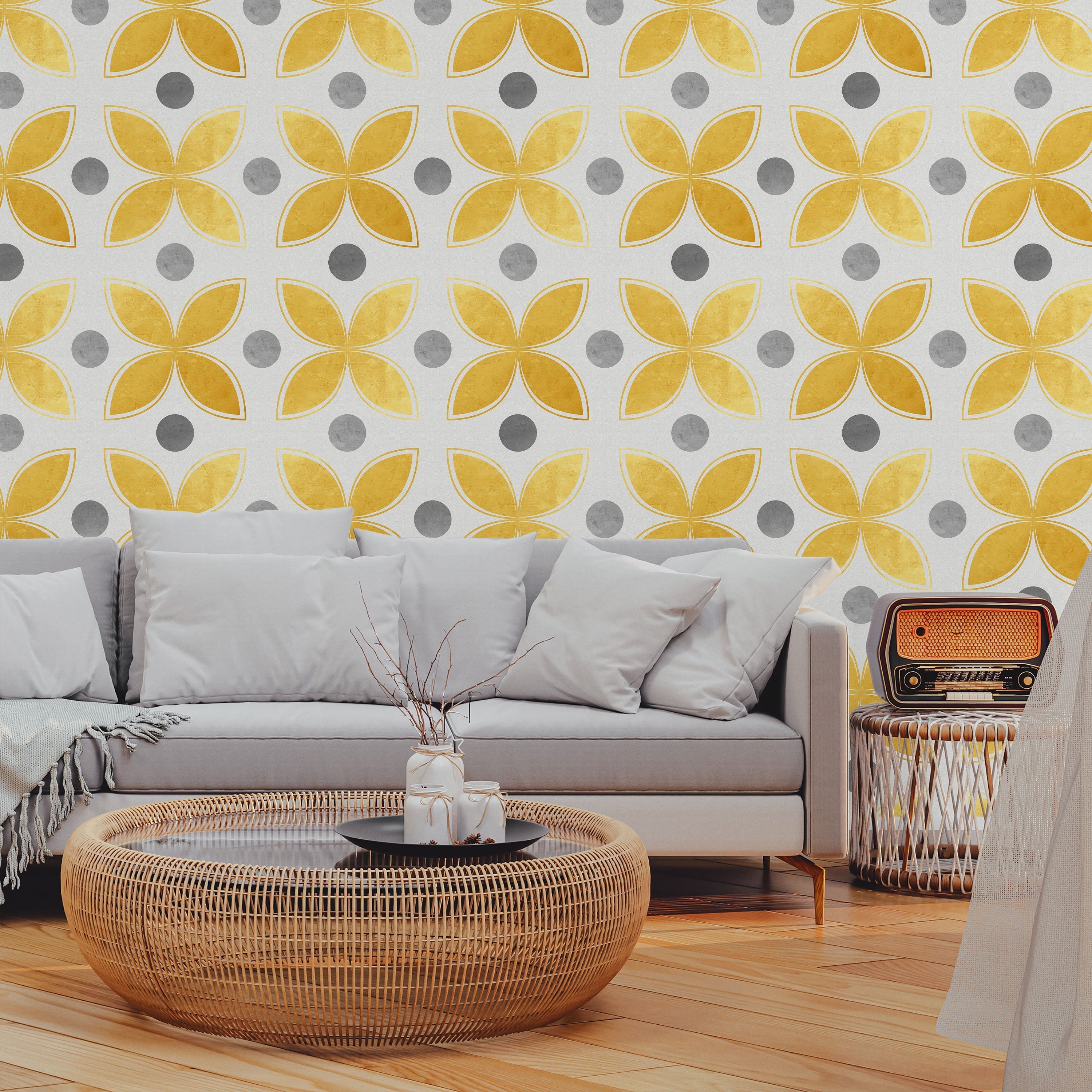 Dots and Shapes Peel and Stick Wallpaper, Removable Wallpaper, Traditional Wallpaper | DeccoPrint