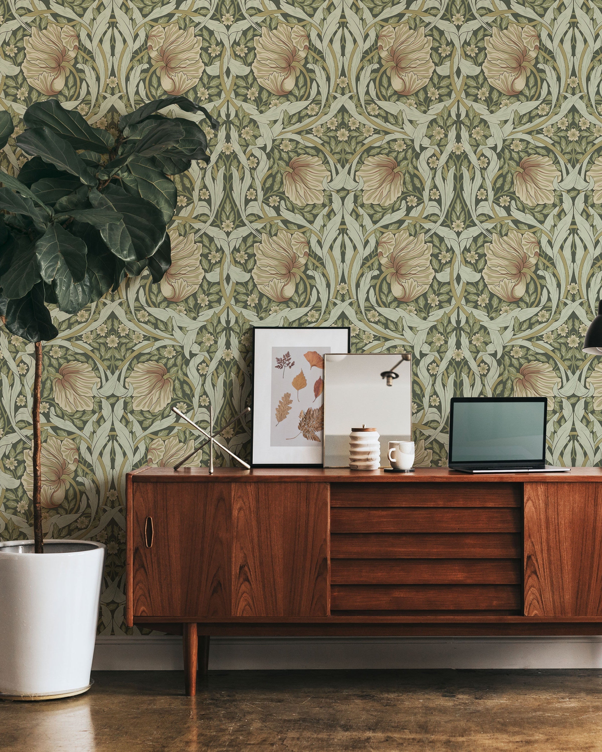 William Morris X Pimpernel Peel and Stick Wallpaper, Removable Wallpaper, Traditional Wallpaper - Green | DeccoPrint