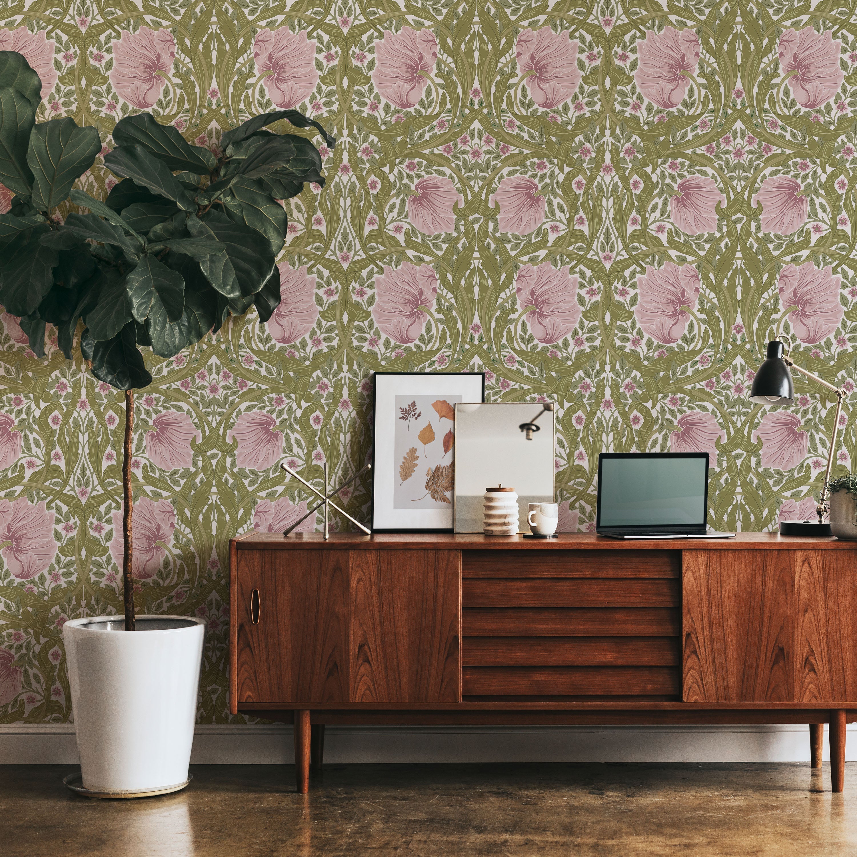 William Morris X Pimpernel Peel and Stick Wallpaper, Removable Wallpaper, Traditional Wallpaper - Pink | DeccoPrint