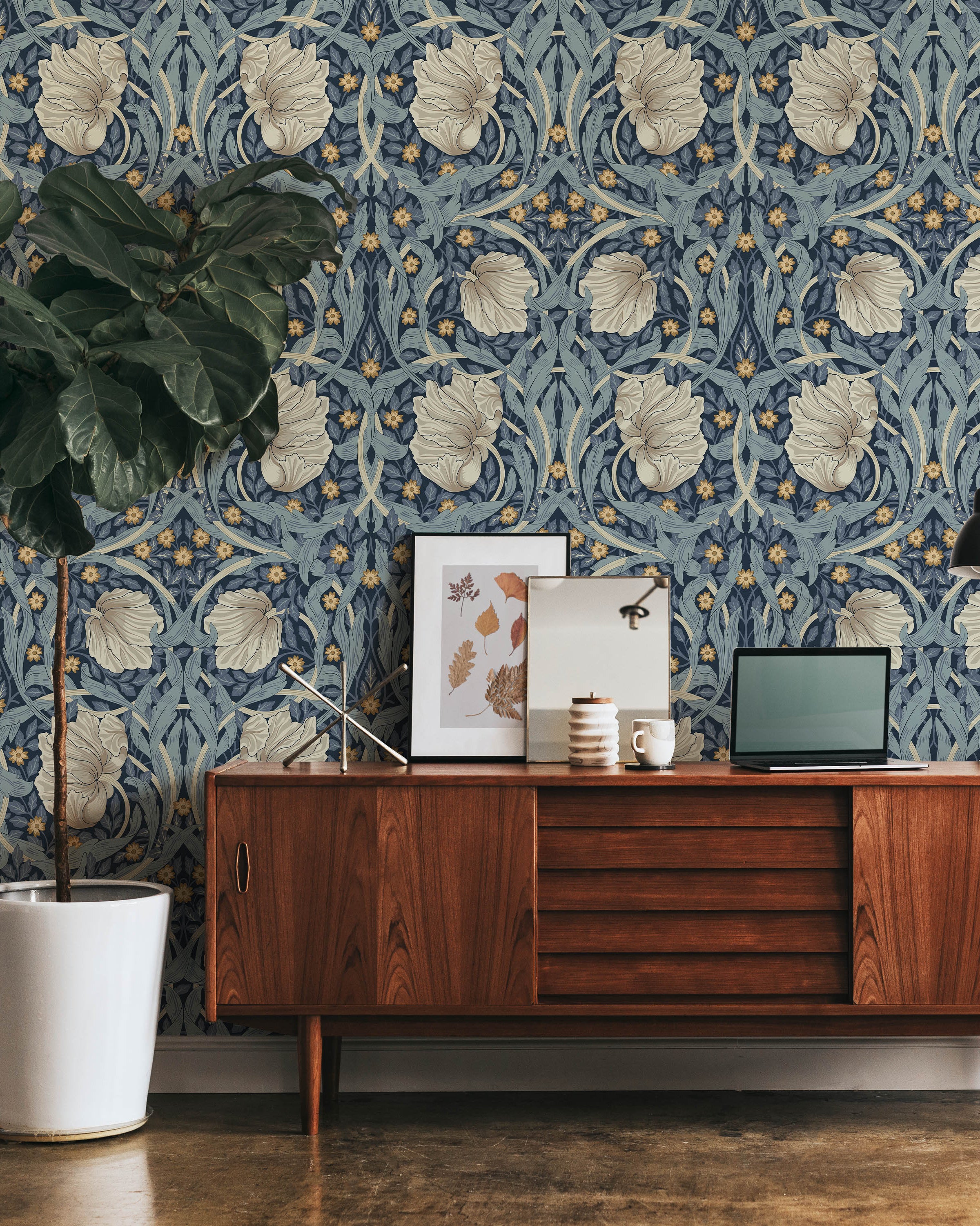 William Morris X Pimpernel Peel and Stick Wallpaper, Removable Wallpaper, Traditional Wallpaper - Blue | DeccoPrint