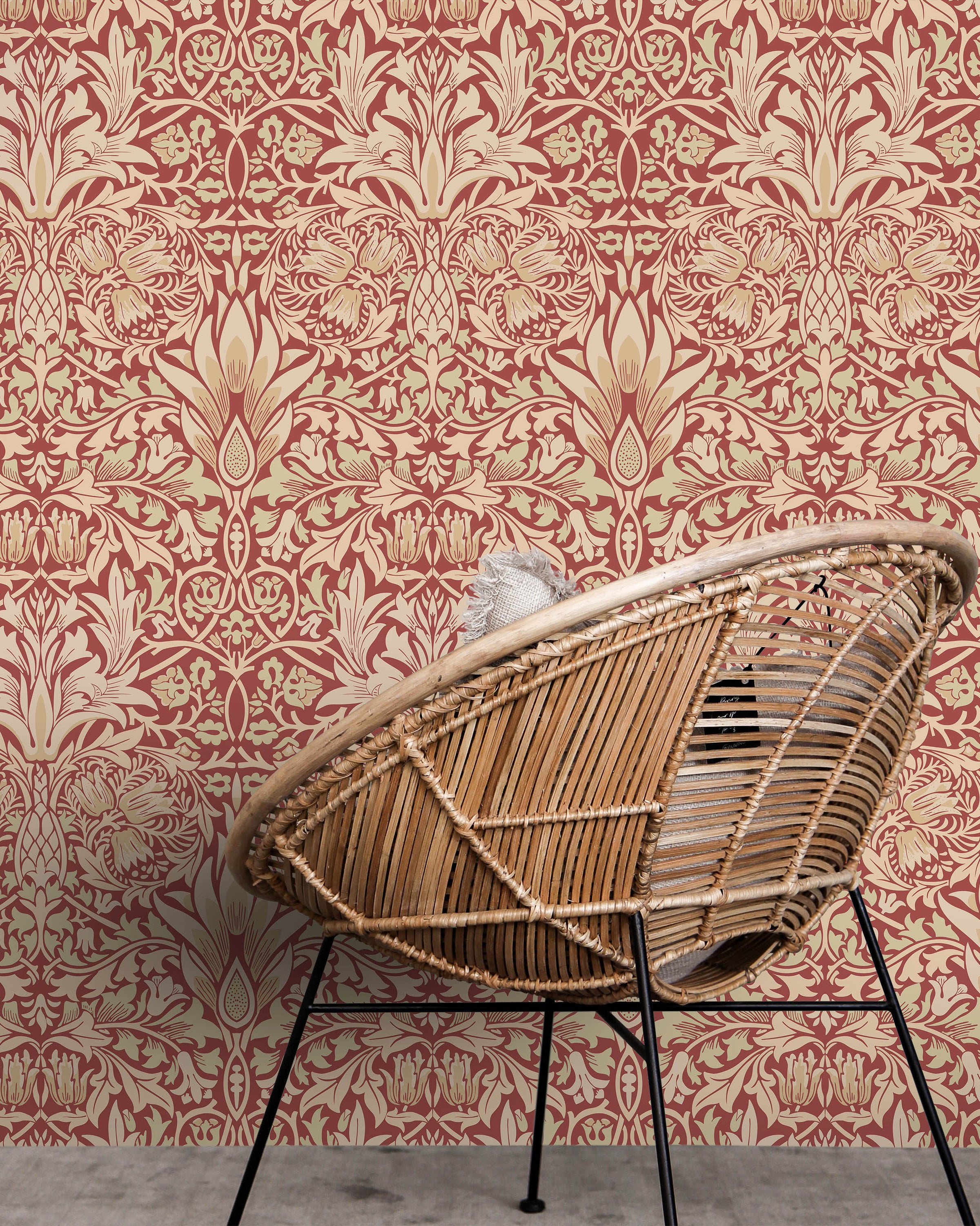 William Morris X Snakeshead Peel and Stick Wallpaper, Removable Wallpaper, Traditional Wallpaper - Red | DeccoPrint
