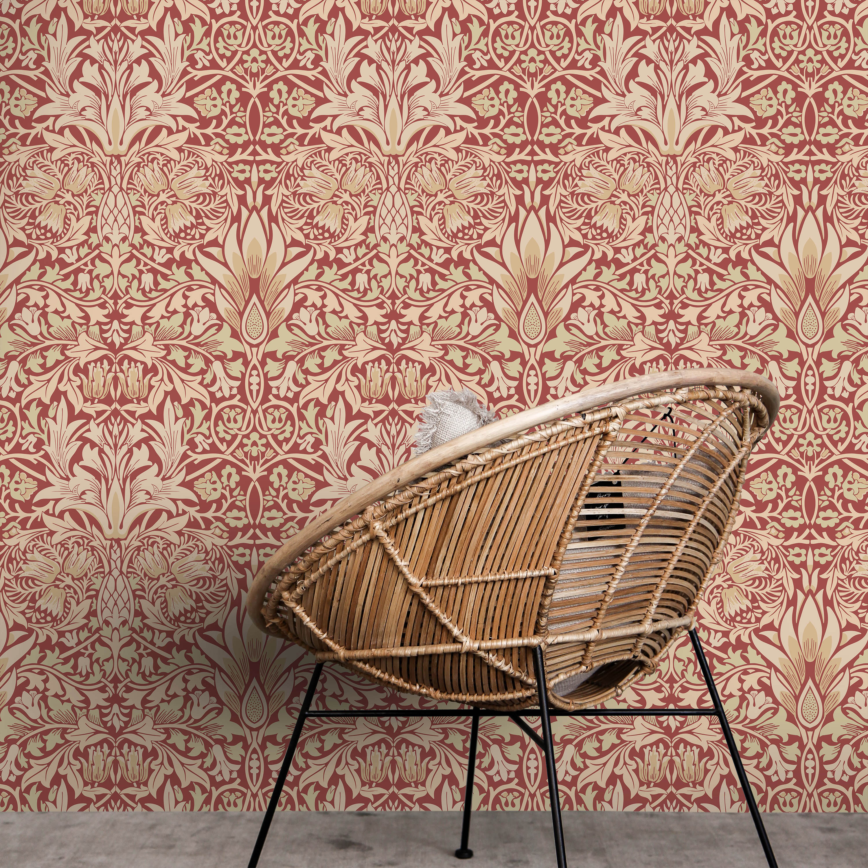 William Morris X Snakeshead Peel and Stick Wallpaper, Removable Wallpaper, Traditional Wallpaper - Red | DeccoPrint