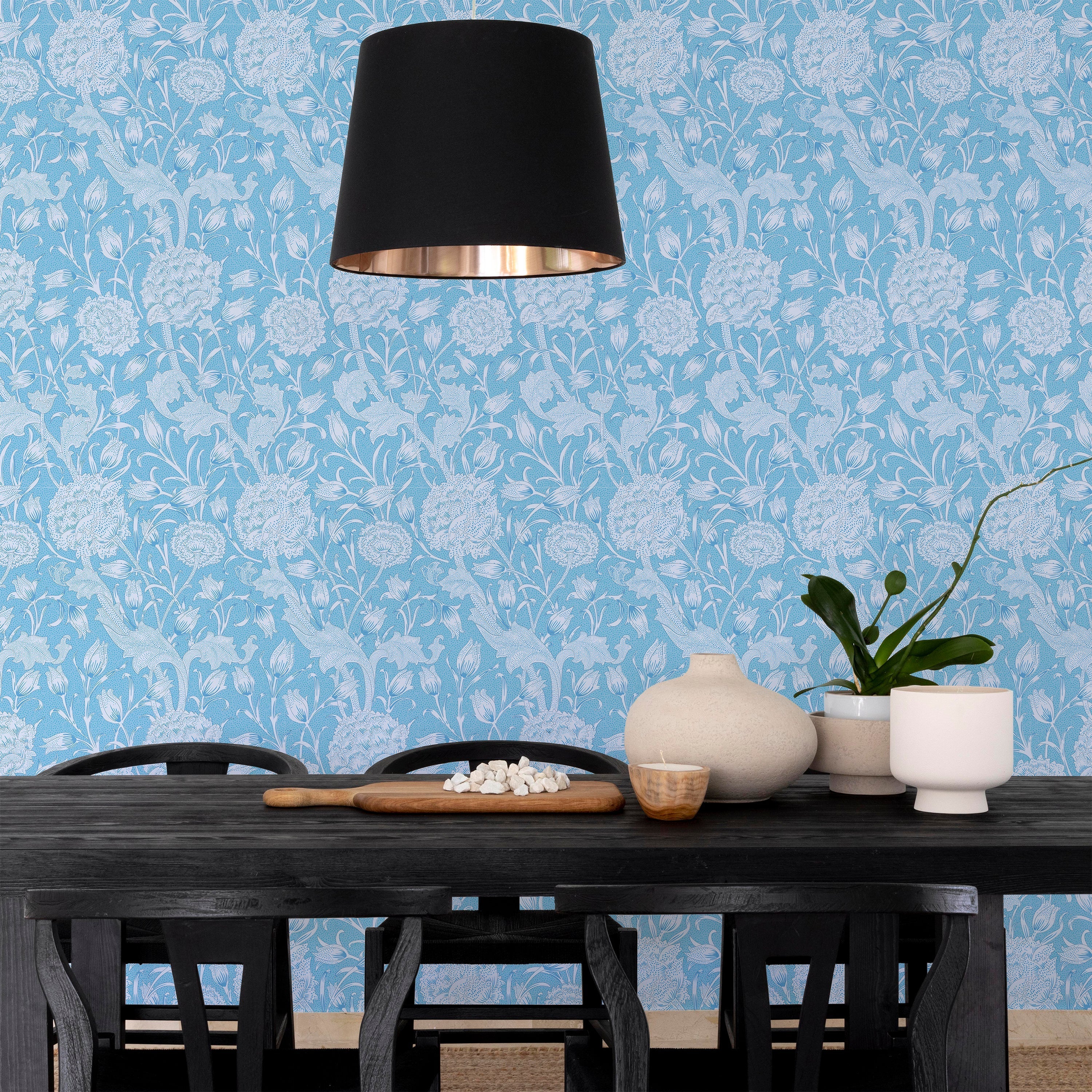 William Morris X Wild Tulips Peel and Stick Wallpaper, Removable Wallpaper, Traditional Wallpaper - Blue | DeccoPrint