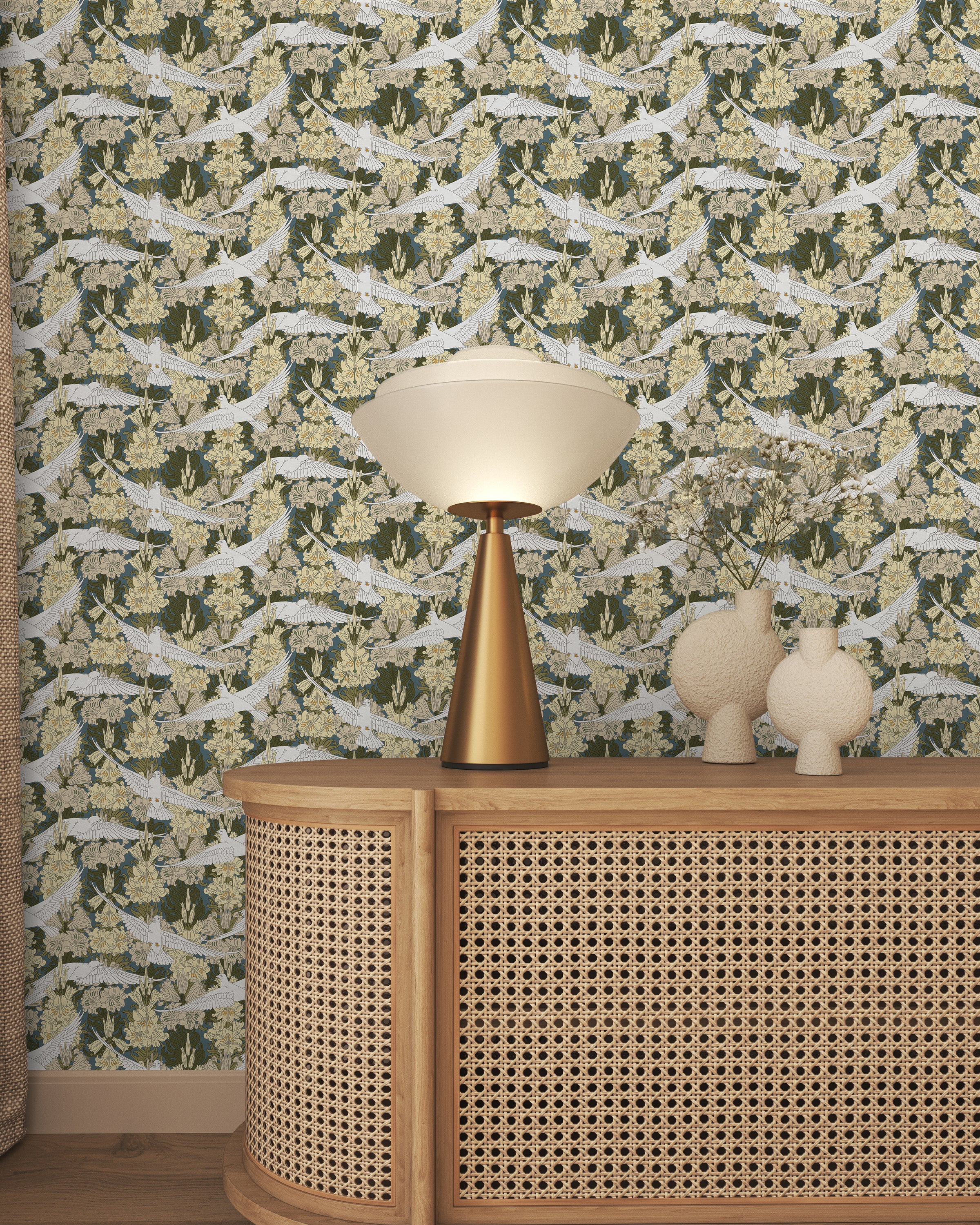 Maurice Pillard Verneuil x Dove and Lilies - Dusty Blue | DeccoPrint