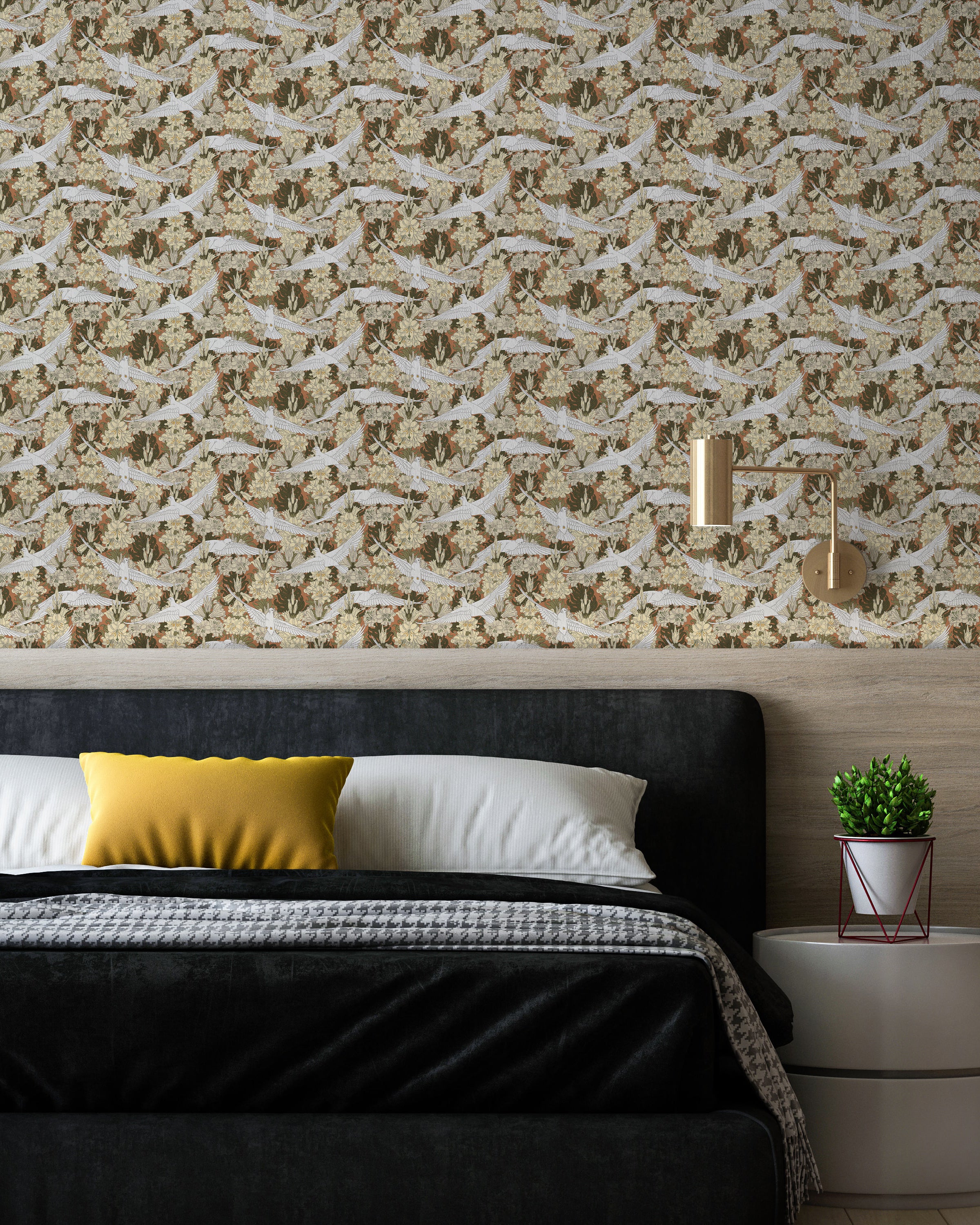 Maurice Pillard Verneuil x Dove and Lilies - Rust Brown | DeccoPrint