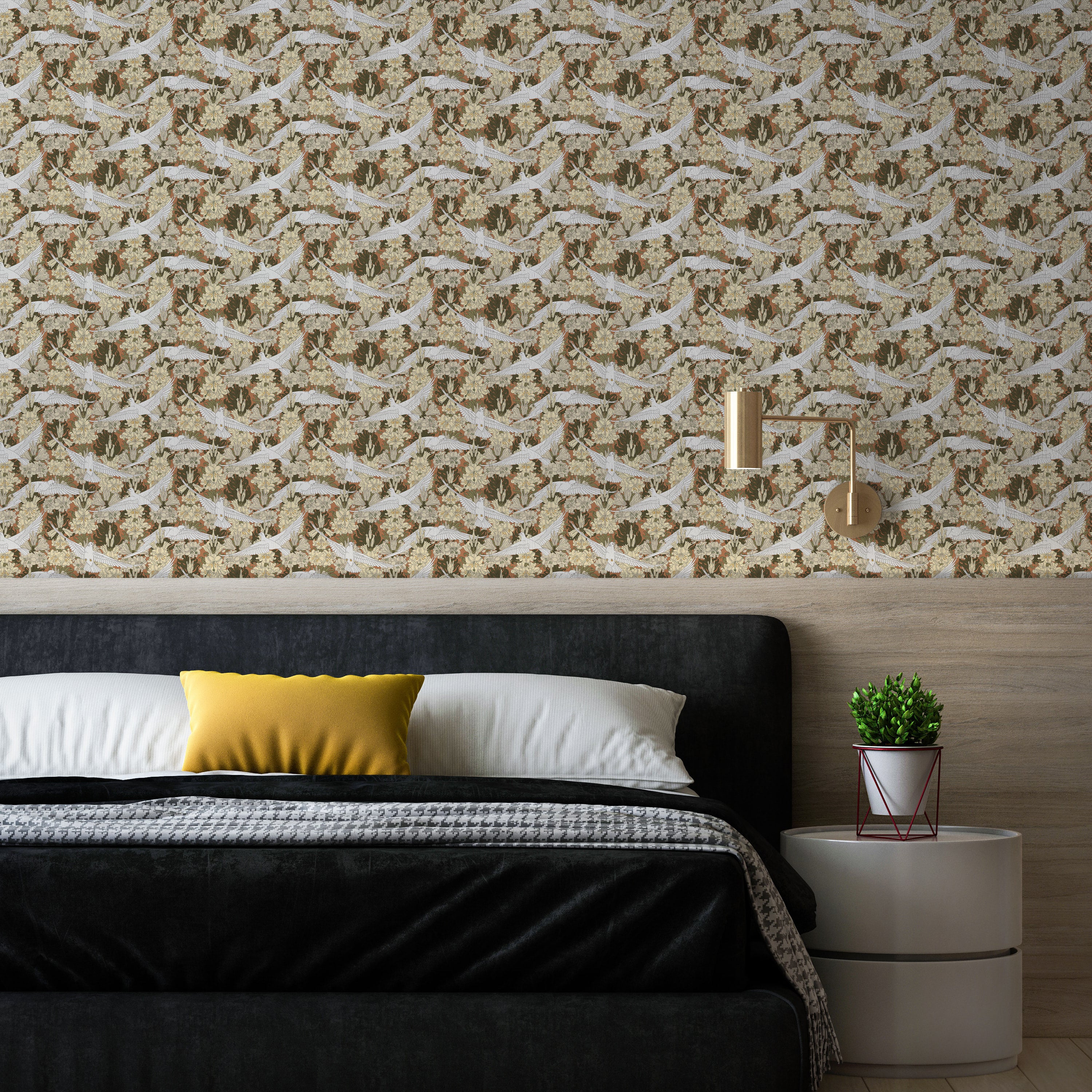 Maurice Pillard Verneuil x Dove and Lilies - Rust Brown | DeccoPrint