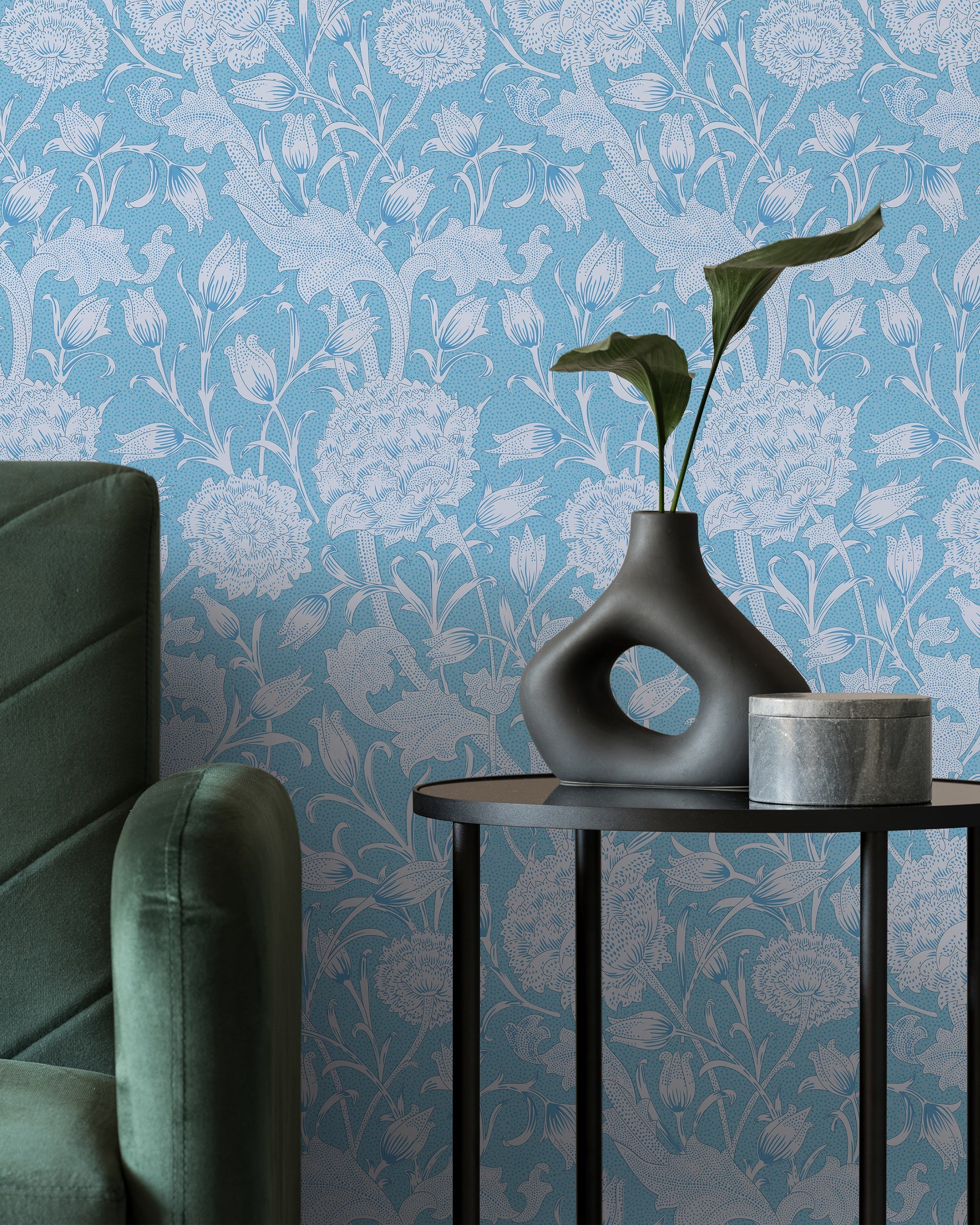 William Morris X Wild Tulips Peel and Stick Wallpaper, Removable Wallpaper, Traditional Wallpaper - Blue | DeccoPrint