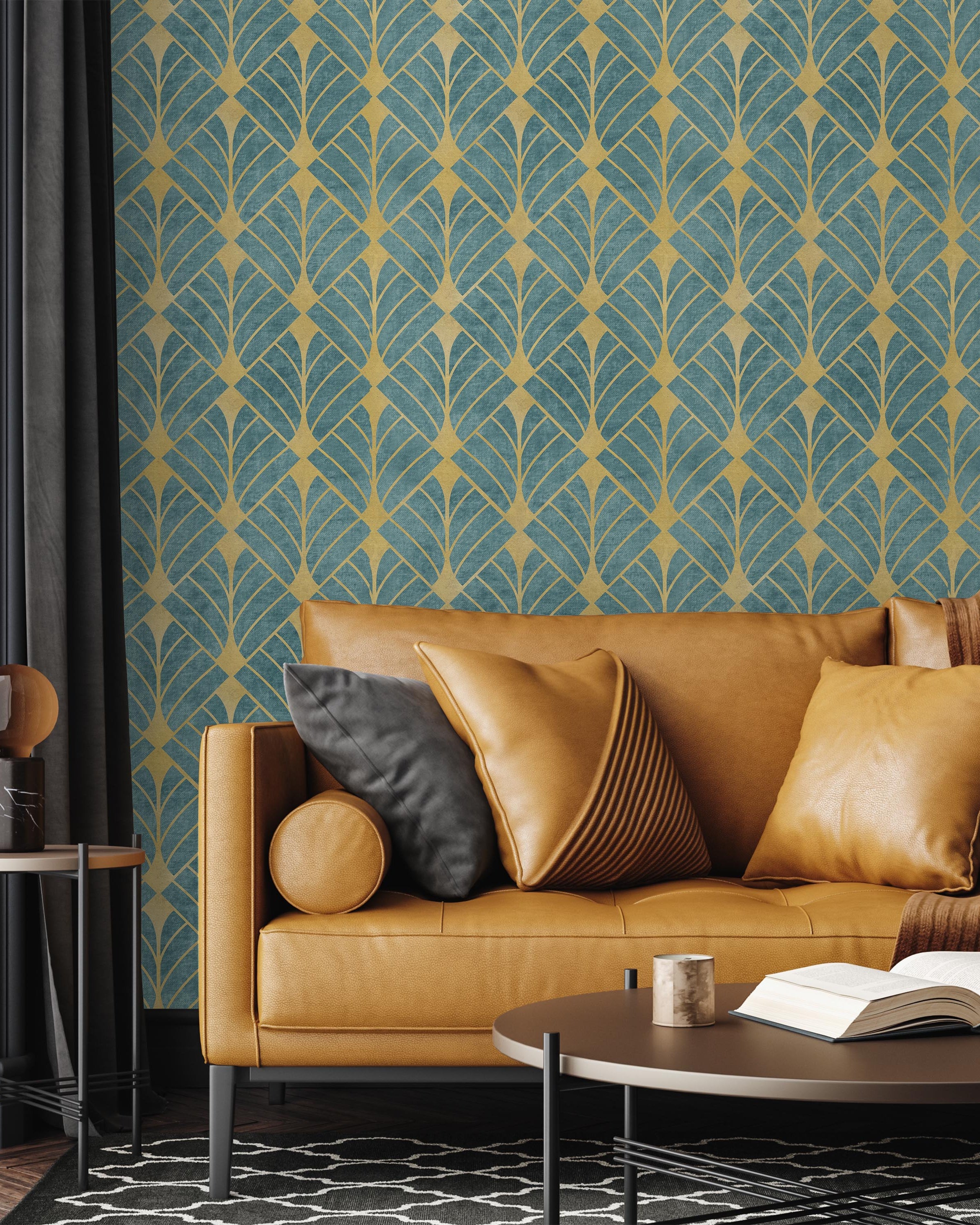 Luxe Deco Peel and Stick Wallpaper, Removable Wallpaper, Traditional Wallpaper - Blue | DeccoPrint