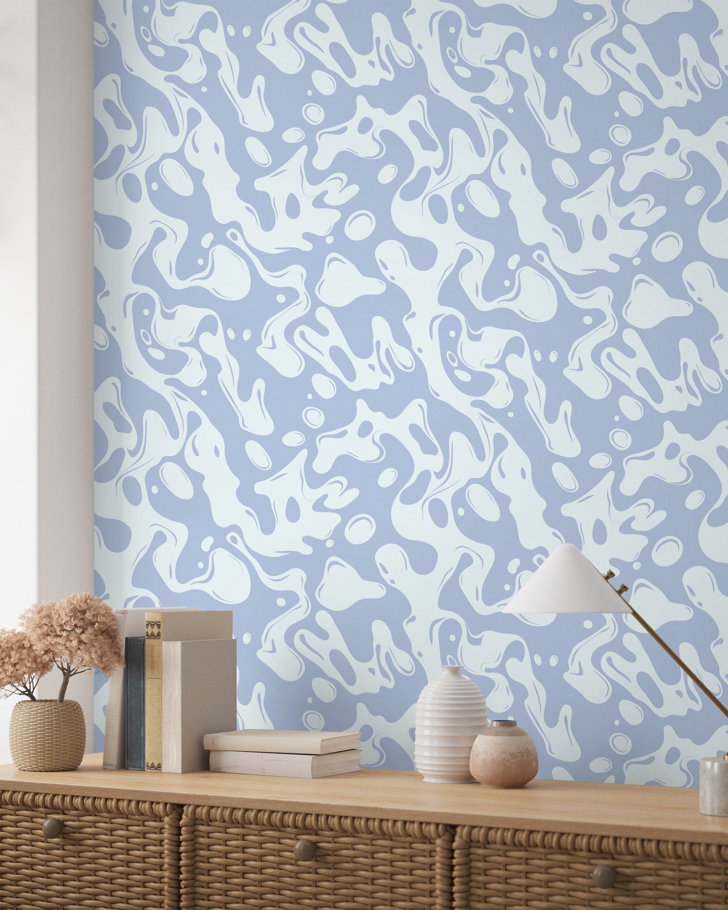 Liquid Splash Peel and Stick Wallpaper, Removable Wallpaper, Traditional Wallpaper - Blue | DeccoPrint